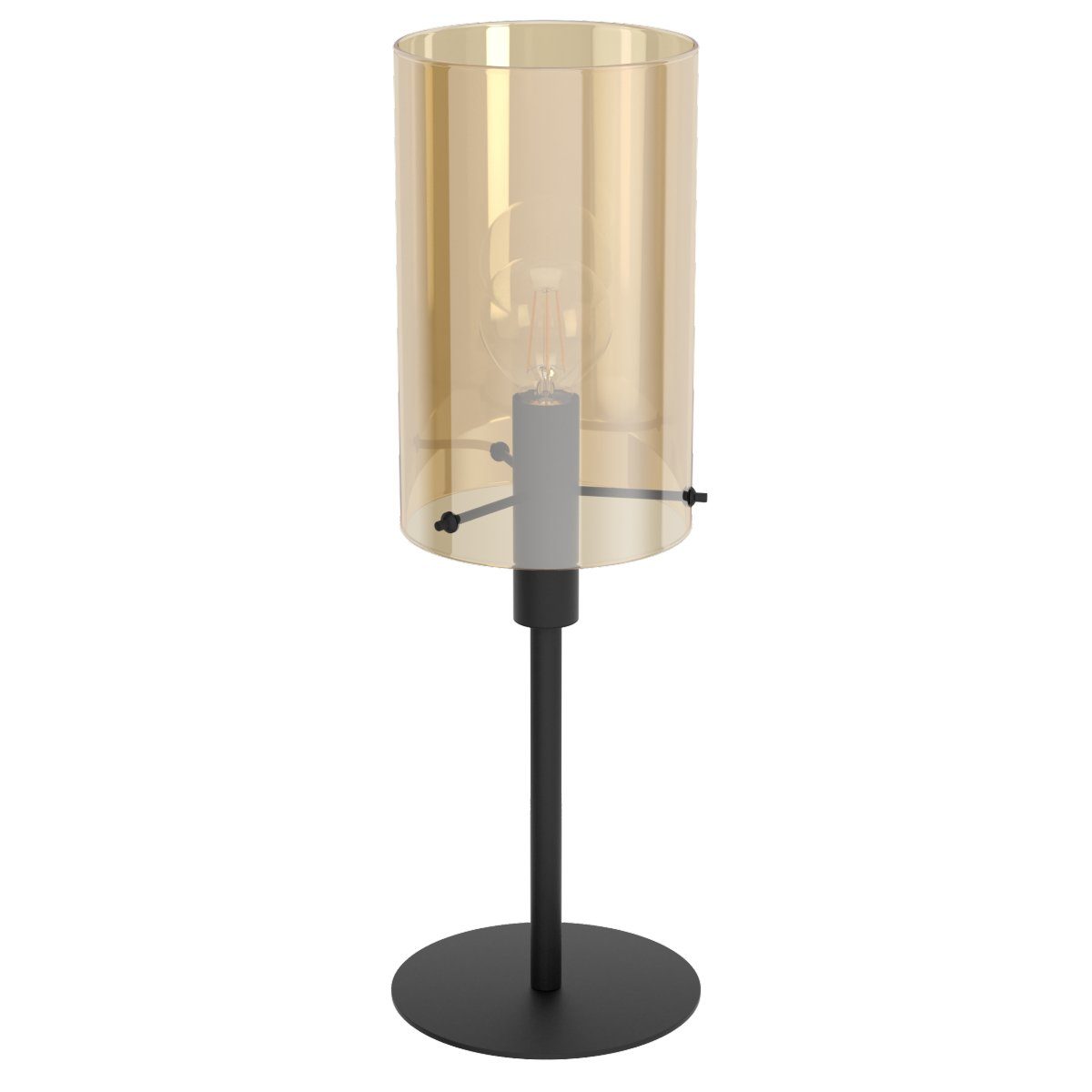 in cm, im Halogen, 60 Höhe LED-Retrofit Tischleuchte oder Polverara, Wohnzimmer, ca. EGLO Akzentbeleuchtung Amber Glasschirm