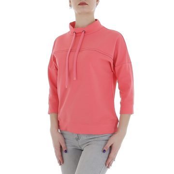 Ital-Design Sweatshirt Damen Freizeit (85987242) Glitzer Stretch Sweatshirt in Coral