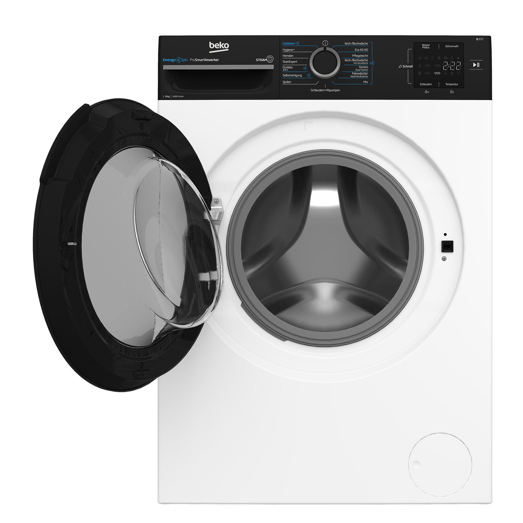 BEKO Waschmaschine BM3WFU3841R, 8 kg, 1400 U/min, AddXtra Nachlegefunktion, Hygiene+ (allergikergeeignet), Coldwash