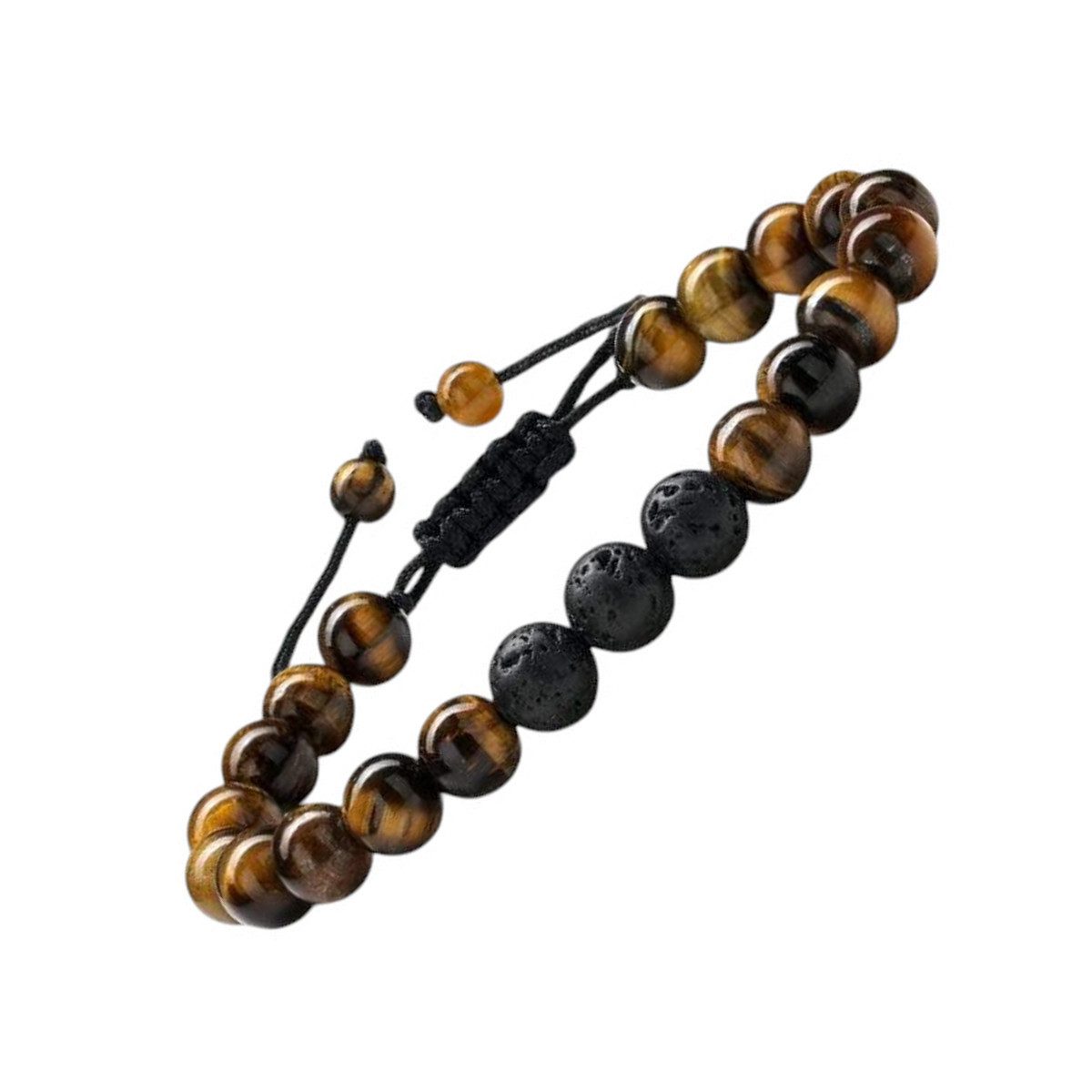 KARMA Perlenarmband Armband Naturstein ver. Farben Lava Armschmuck unisex (mehrfarbig modern Herrenarmband Damenarmband, 1-tlg., Schwarz Blau Braun), Edelsteinarmband Lavasteine Natursteine Edelstein