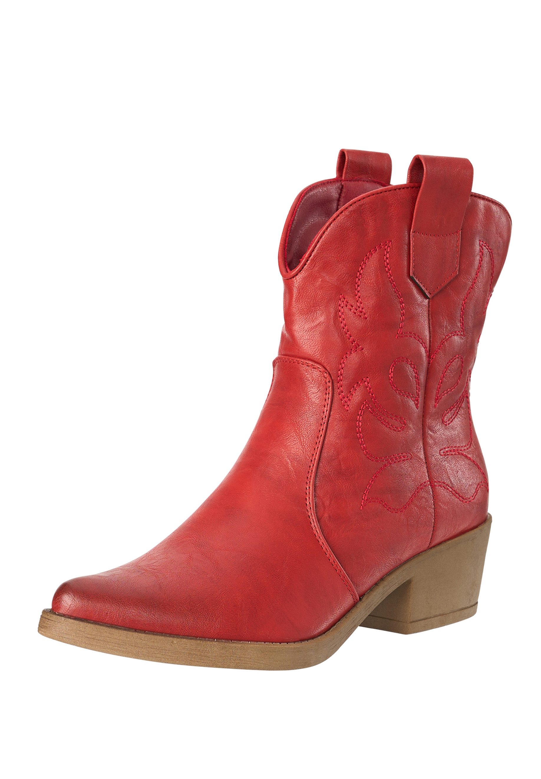 Salinyang Damen Western Cowboy Boots mit Ziernähten und Blockabsatz Stiefelette