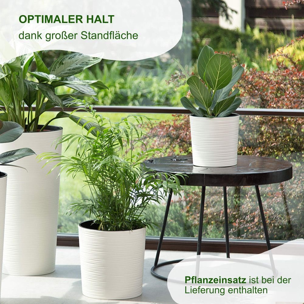 Heimwerkercenter Übertopf MePla - Kübel Malwa Strip -ø19cm - weiß
