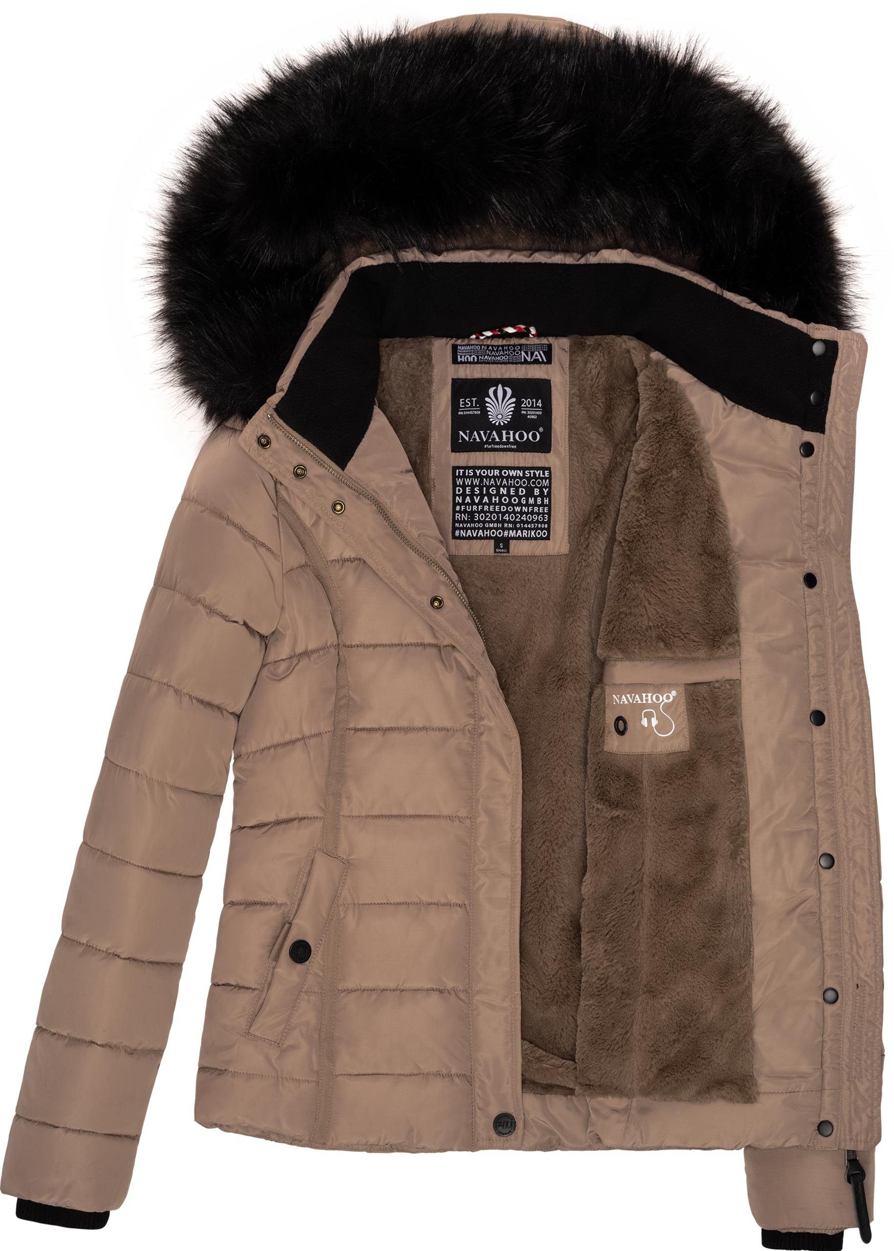 Navahoo Steppjacke Miamor hochwertige Winterjacke m. voluminöser Kunstpelz-Kapuze
