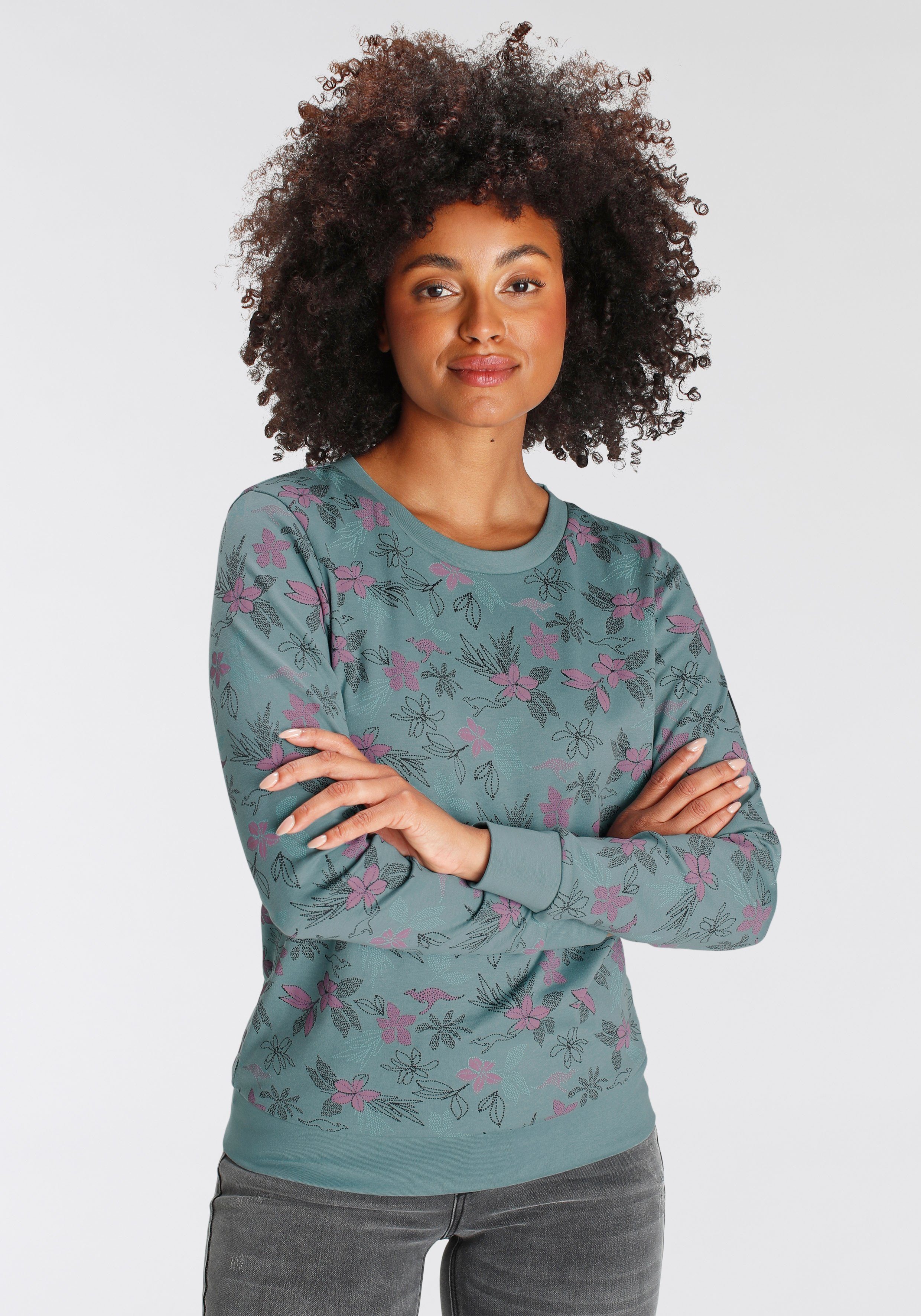 KangaROOS Sweatshirt Langarm, lässiger Schnitt, geblümtes günstig online kaufen
