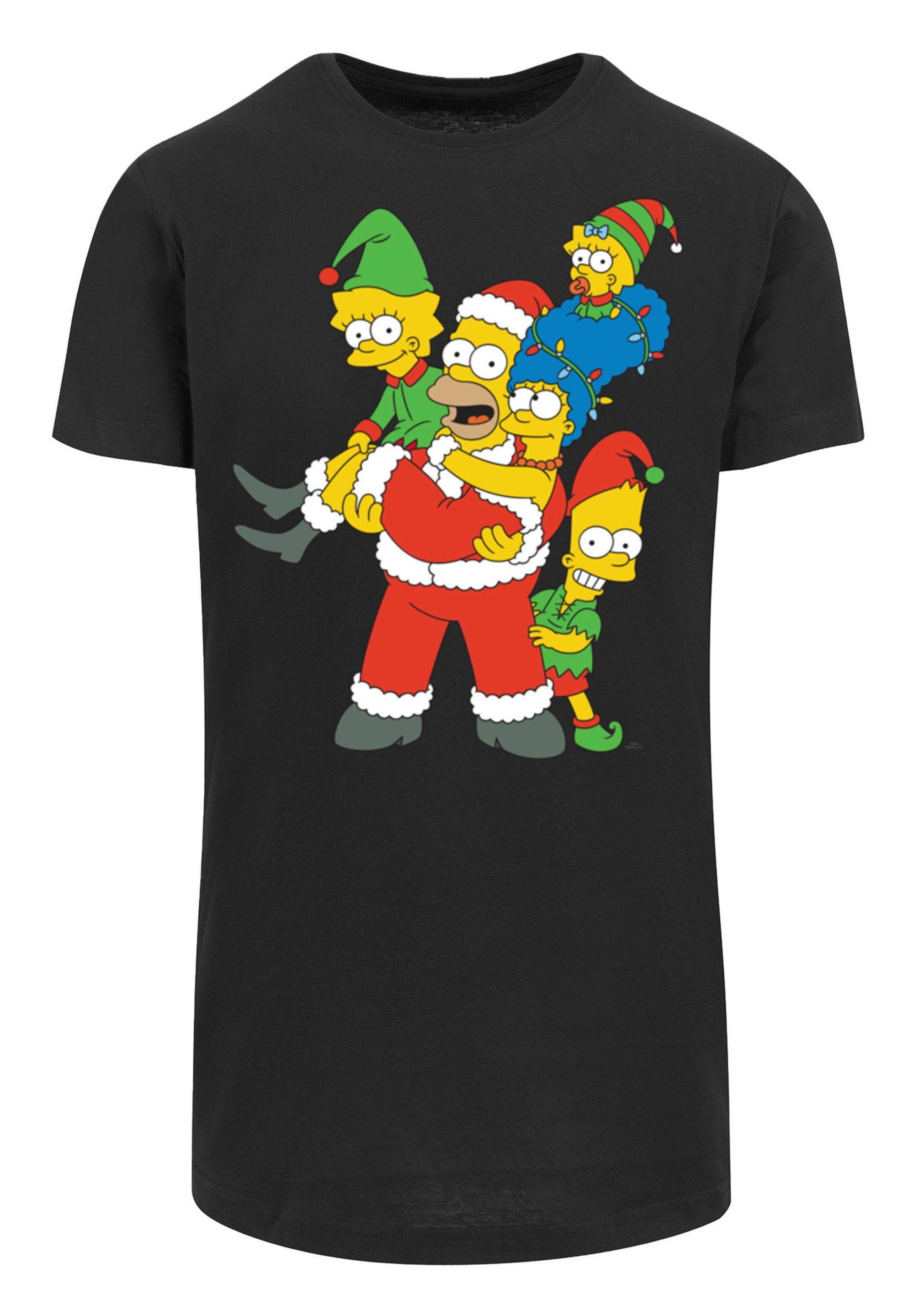 Simpsons The schwarz T-Shirt F4NT4STIC Family Print Weihnachten Christmas