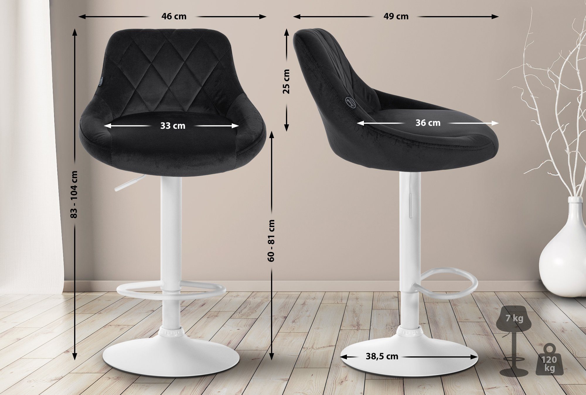 CLP Barhocker Lazio Samt (2er Set, günstig online kaufen