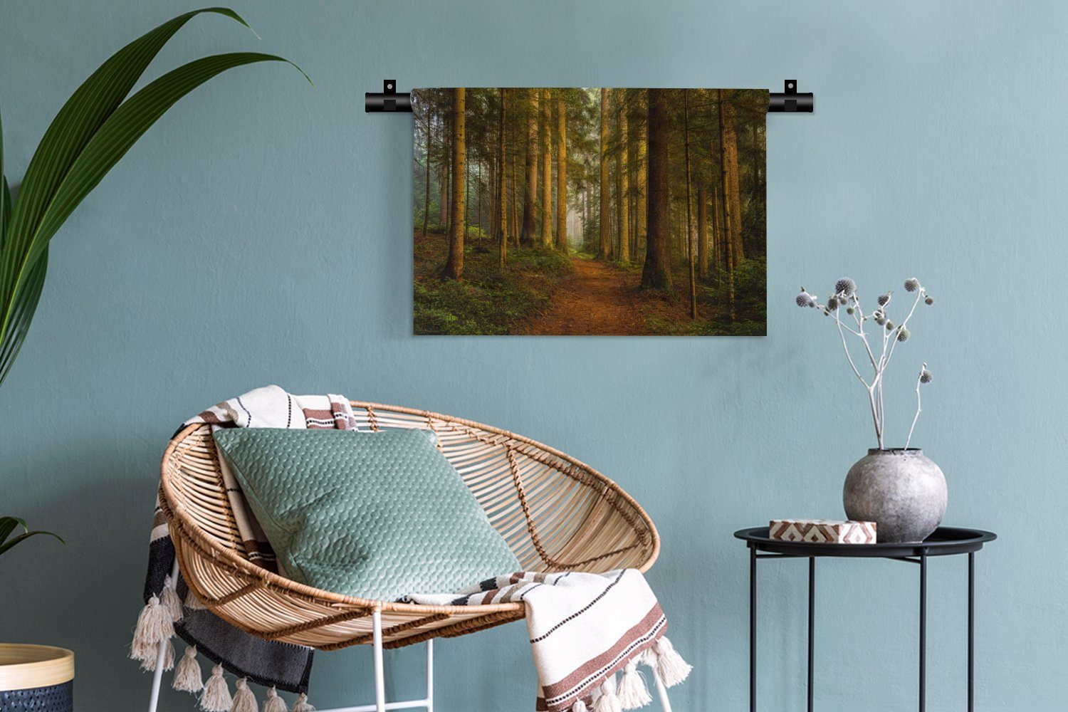 Wald - - - für Schlafzimmer, Laub, MuchoWow Kleid, Bäume Natur Wanddeko Wohnzimmer, Wandbehang, Landschaft Wanddekoobjekt Kinderzimmer -