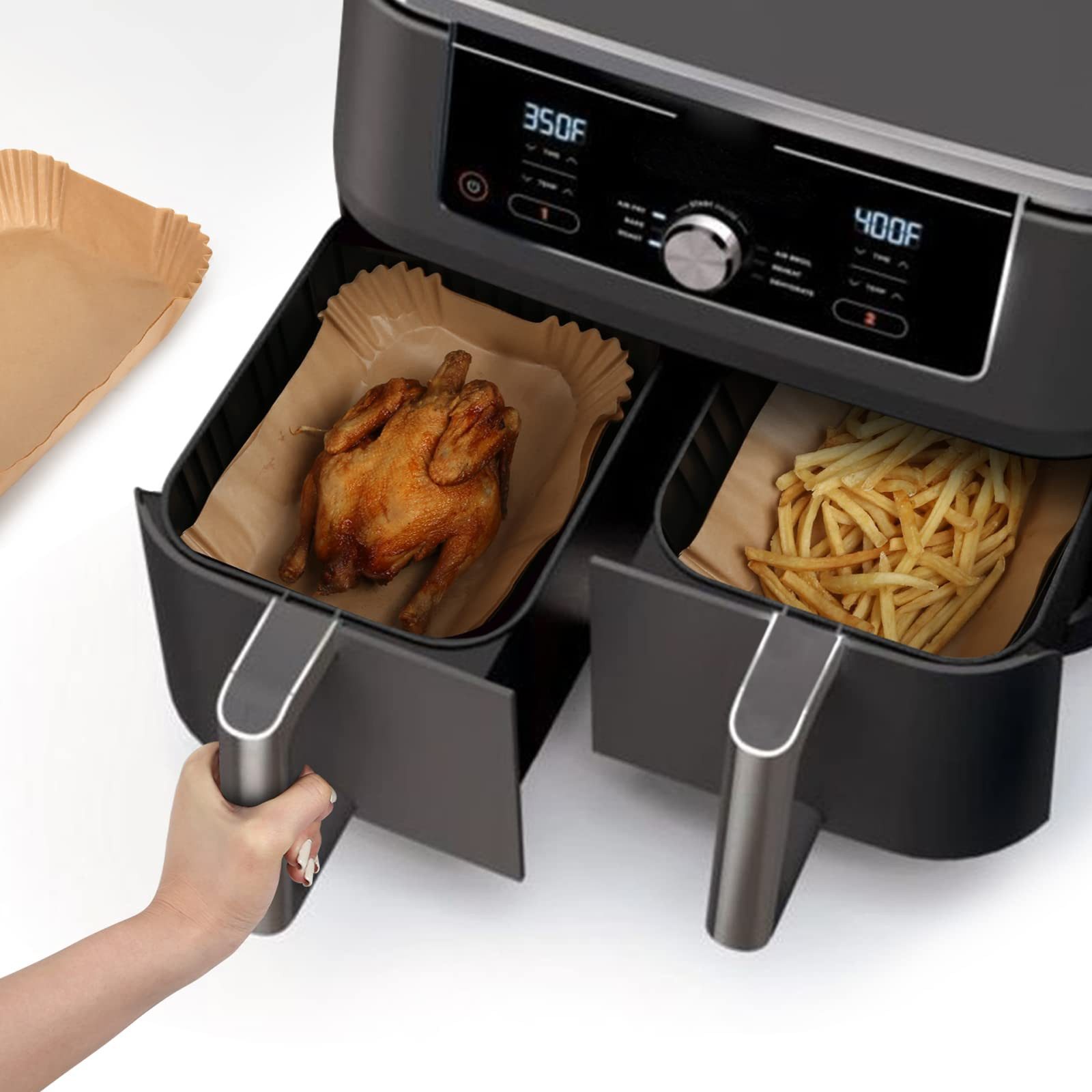 SURFOU Backpapier für Ninja Heißluftfritteuse Zubehör Airfryer AF300&400EU 100 Stück, wasser- und ölabweisend, BPA-Frei, hitzebeständig, umweltfreundlich – Bild 2 von 5