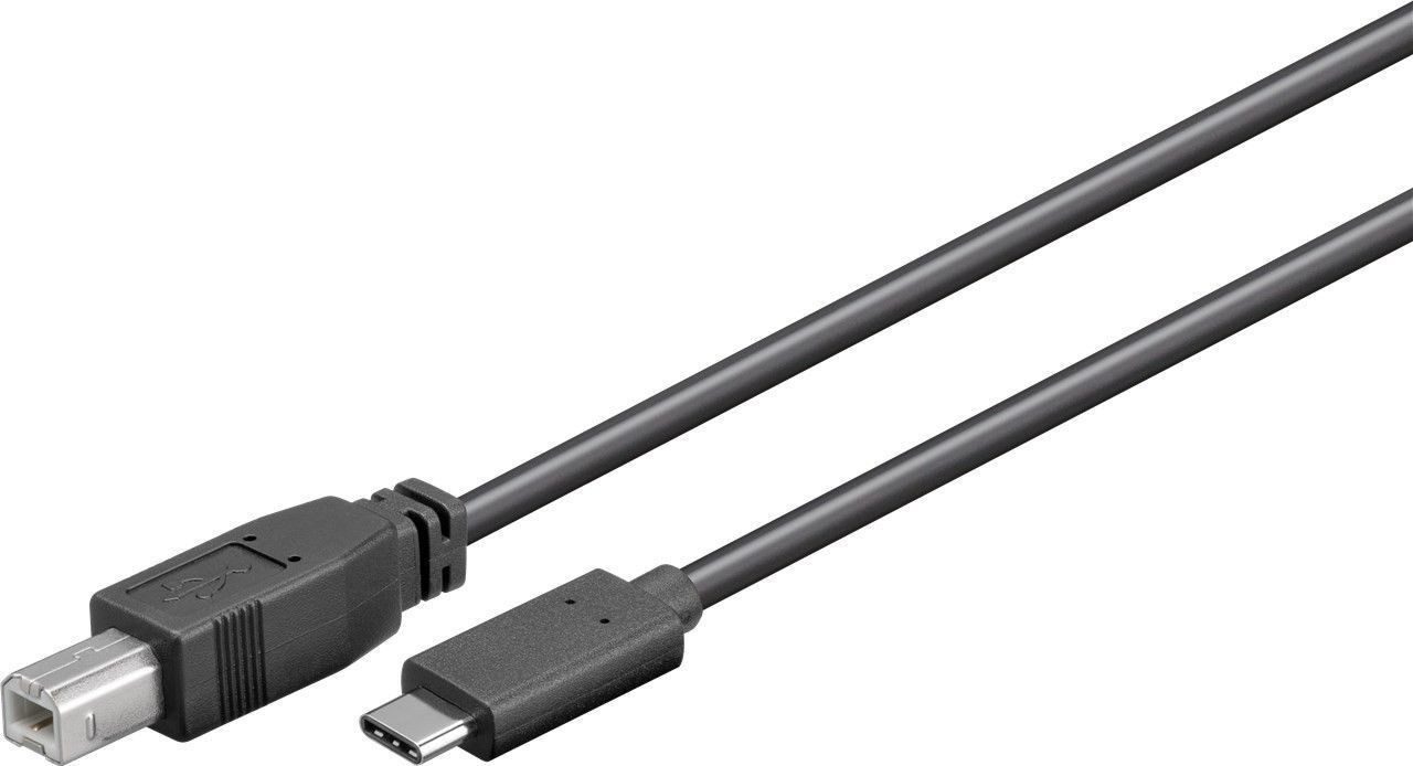 Goobay USB-C 2.0 Kabel, C Stecker  B Stecker, schwarz - Länge: 1,0m USB-Kabel, (100 cm)