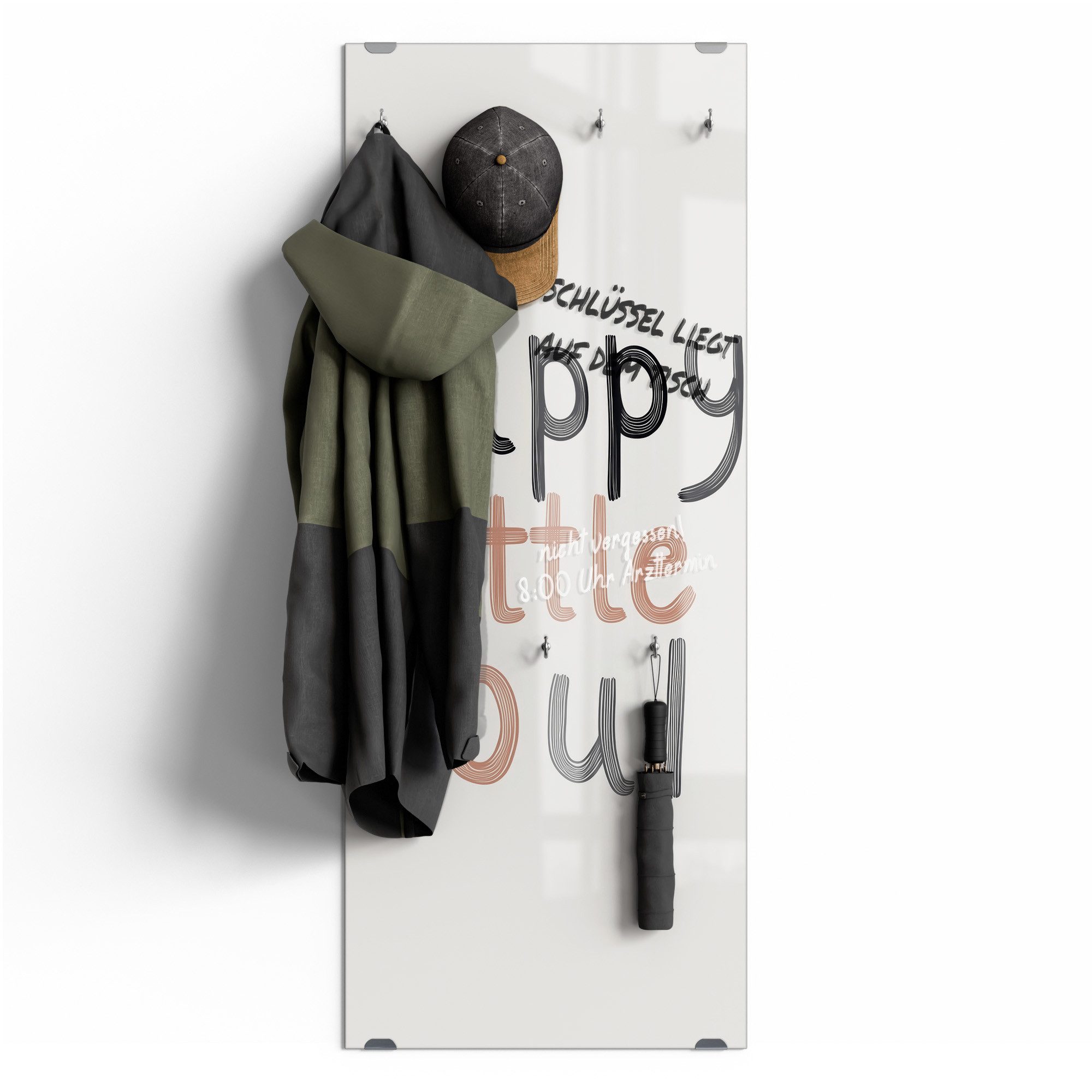 DEQORI Kleiderhaken 'Glückliche Kinderseele', Glas Garderobe hängend Flur Jackenhalter modern Wandgarderobe Haken