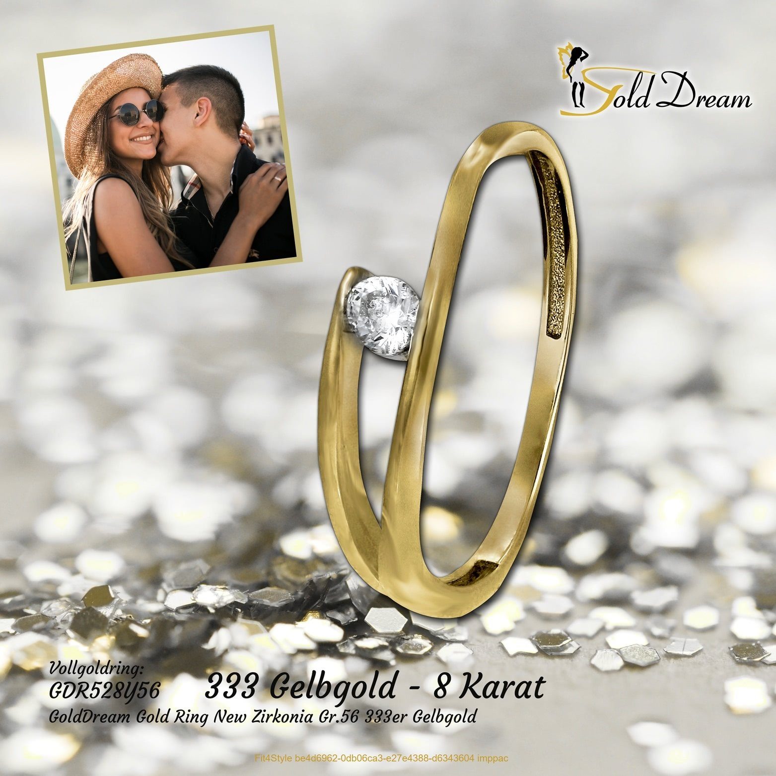 GoldDream Goldring GoldDream Gold Ring Zirkonia Gr.56, Damen Ring Echtgold, 333er Gelbgold, gold, weiß, New