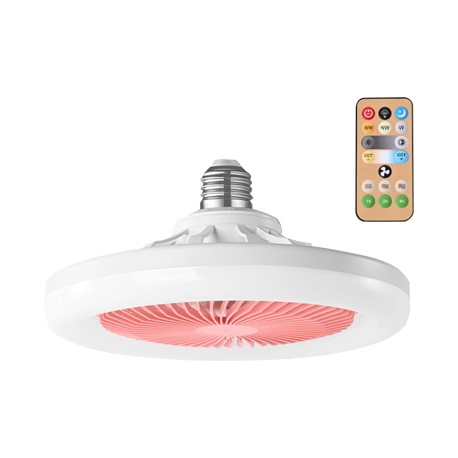 MAGICSHE Deckenventilator mit Lichtern und Fernbedienung, niedriges Profil, mit stufenloser Dimm-Beleuchtung, für Schlafzimmer, Küche Rosa