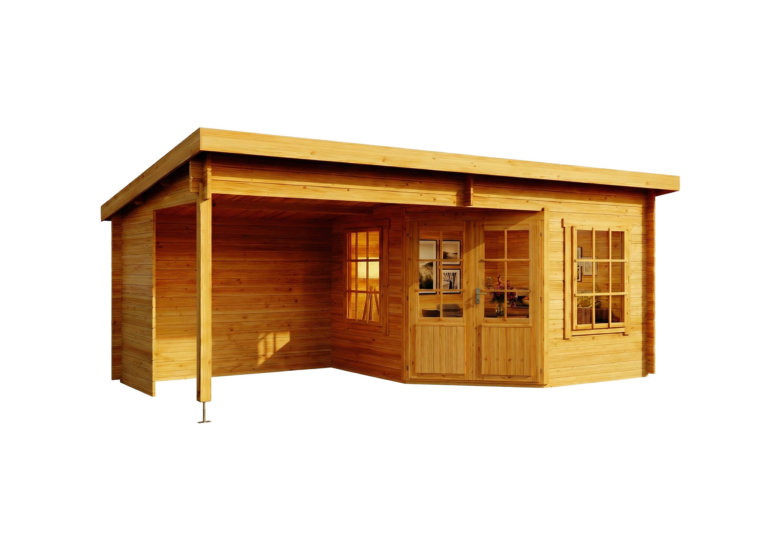 Alpholz Gartenhaus Holz Carl Imprägniert 28mm Wandstärke, BxT: 598x330 cm, in Imprägniert (Pinie) mit 28mm Wandstärke – Bild 4 von 5