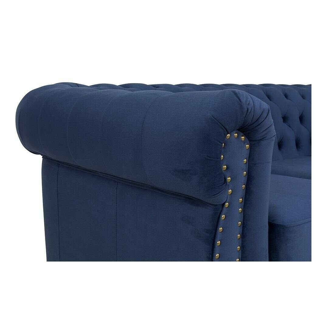 Chesterfield 3-Sitzer JVmoebel Europe Sofa Couch Sofa Blauer Made 3-er Luxus in Edel Moderne Neu,