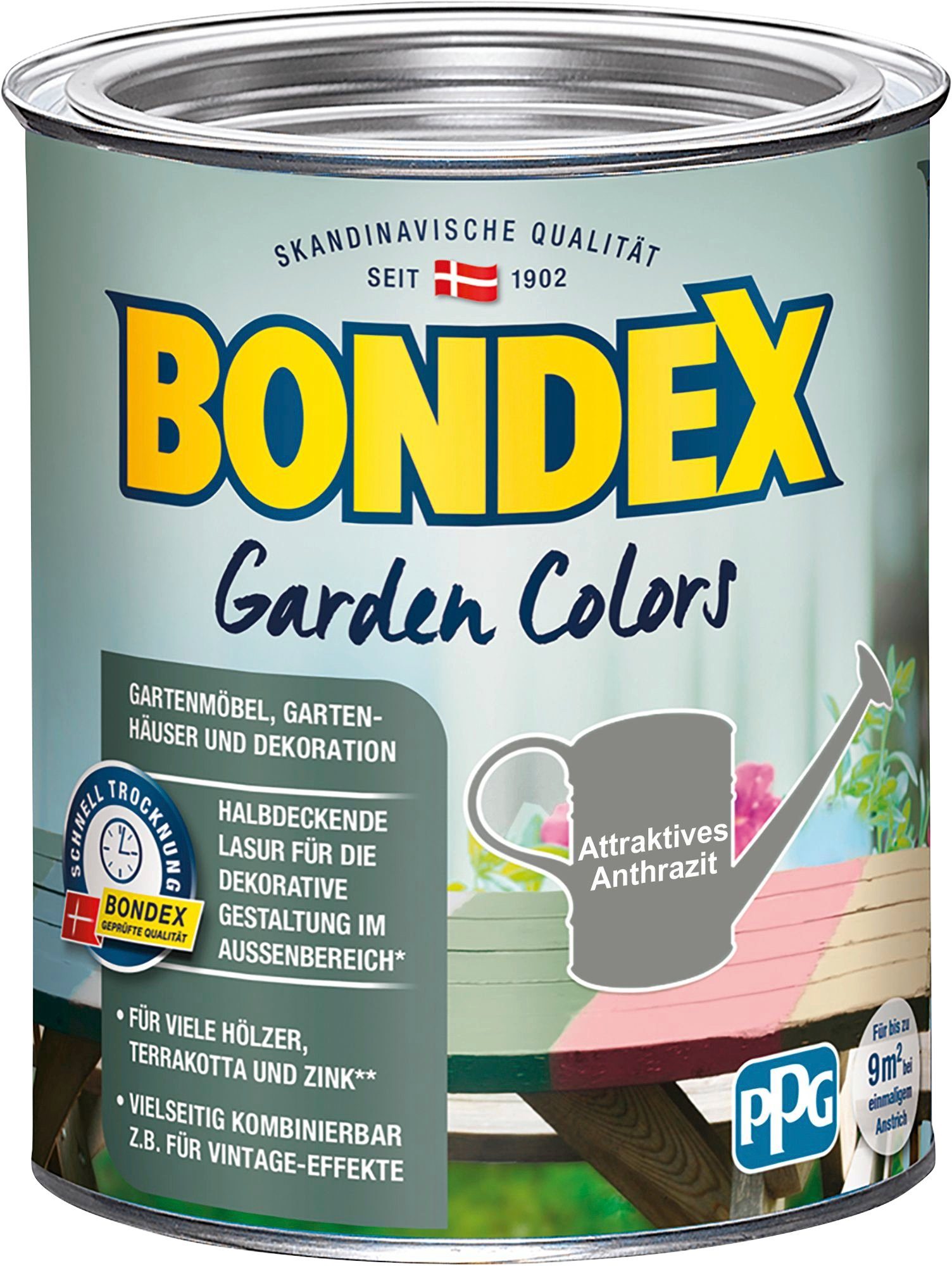 Bondex Wetterschutzfarbe GARDEN COLORS, Behagliches Grün, 0,75 Liter Inhalt Attraktives Anthrazit