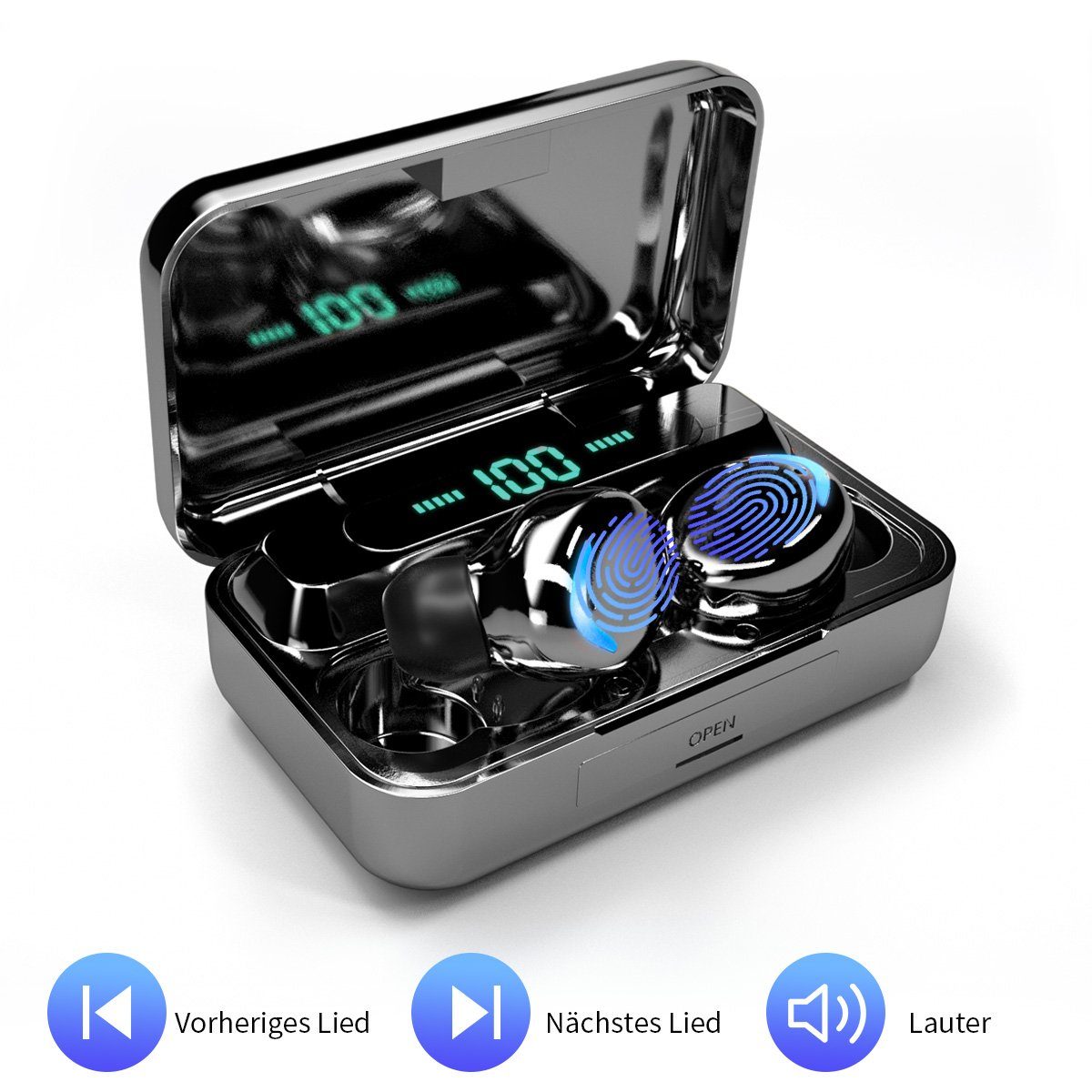 Voice HiFi Bluetooth-Kopfhörer Earbuds Stereo Wireless schwarz Greensky M9, Assistant, (Siri, Rauschunterdrückung)