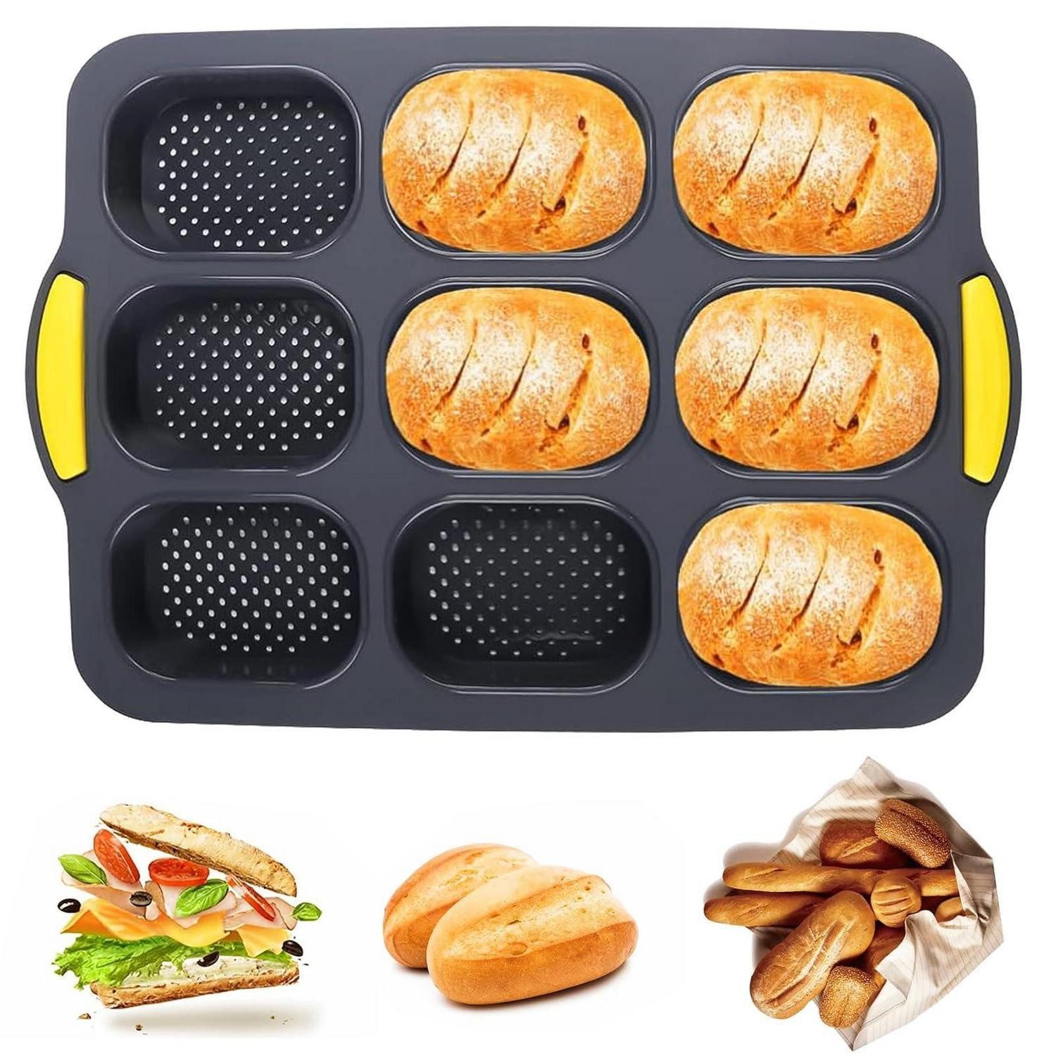 LuxusKollektion Brotbackform Brötchenbackform Silikon Antihaft 9 Hohlräume Schwarz, (9-tlg)