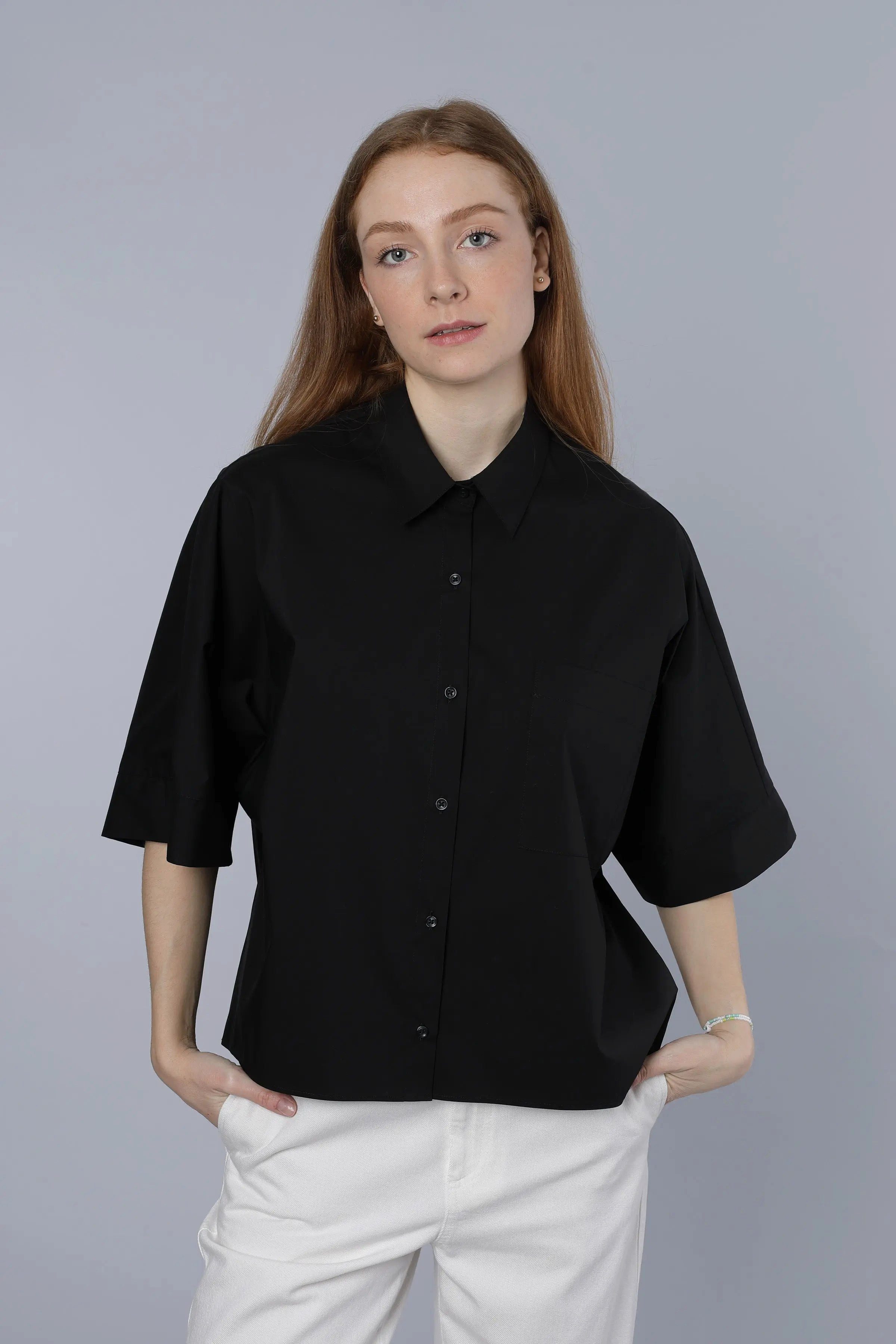 NADINE H Hemdbluse Baumwollbluse BLACK