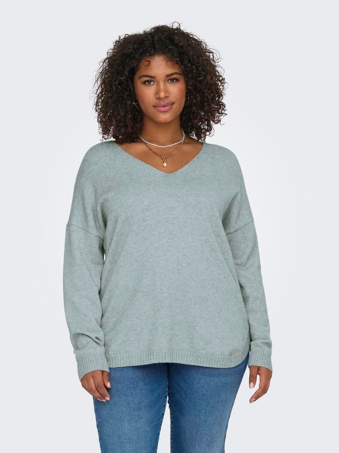 ONLY CARMAKOMA V-Ausschnitt-Pullover CARMARGARETA LS PULLOVER günstig online kaufen