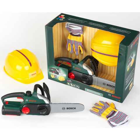 Klein Spielwerkzeug Bosch Kettensäge mit Helm und Handschuhe, (Set)