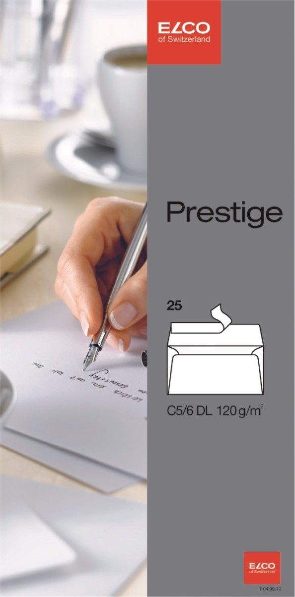 ELCO Briefumschlag Briefumschläge DINlang haftklebend 120g/qm weiß VE=25 Stück