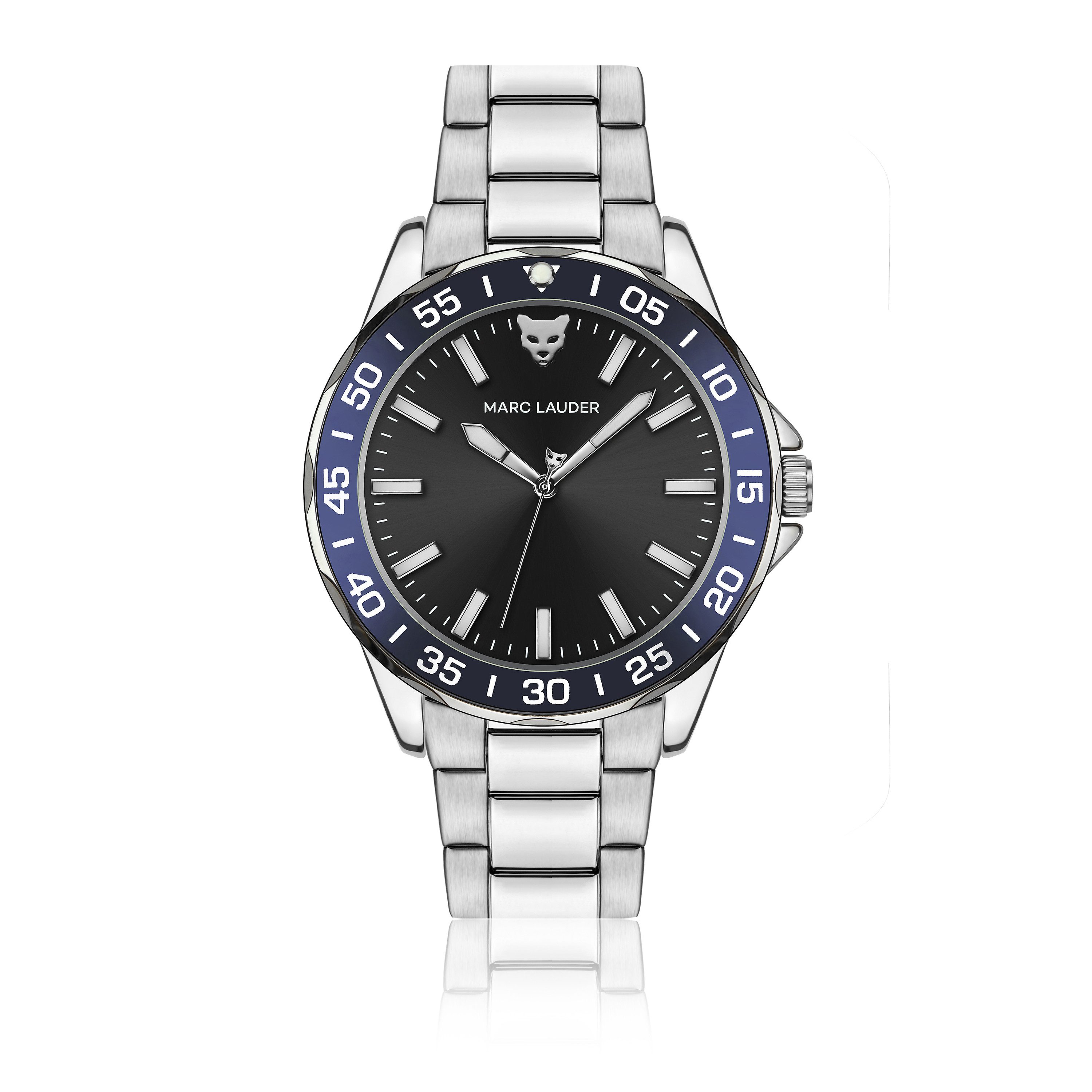 MARC LAUDER Quarzuhr ME4-B262S Barcelona Black sunray Link Stainless steel