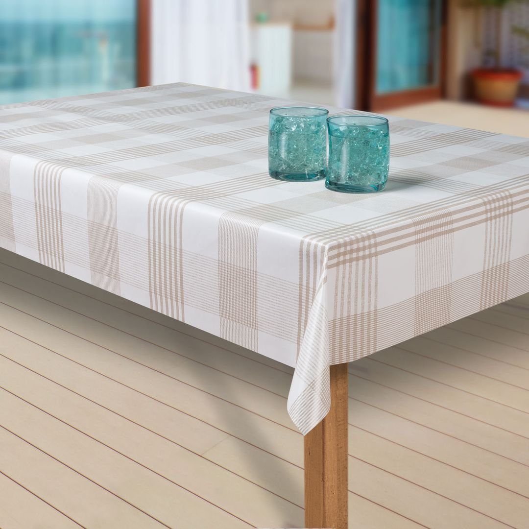 laro Tischdecke Wachstuch-Tischdecken Abwaschbar Streifen weiss braun recht günstig online kaufen