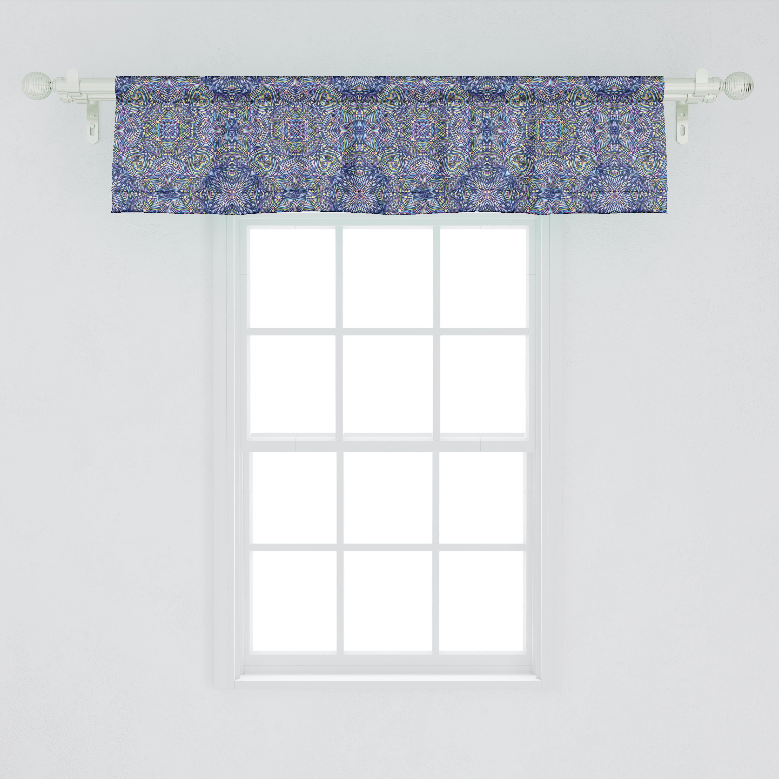 Microfaser, Mosaik Dekor mit für Volant Schlafzimmer Stangentasche, Küche Bunte Abakuhaus, Vorhang Scheibengardine Muster Dotwork