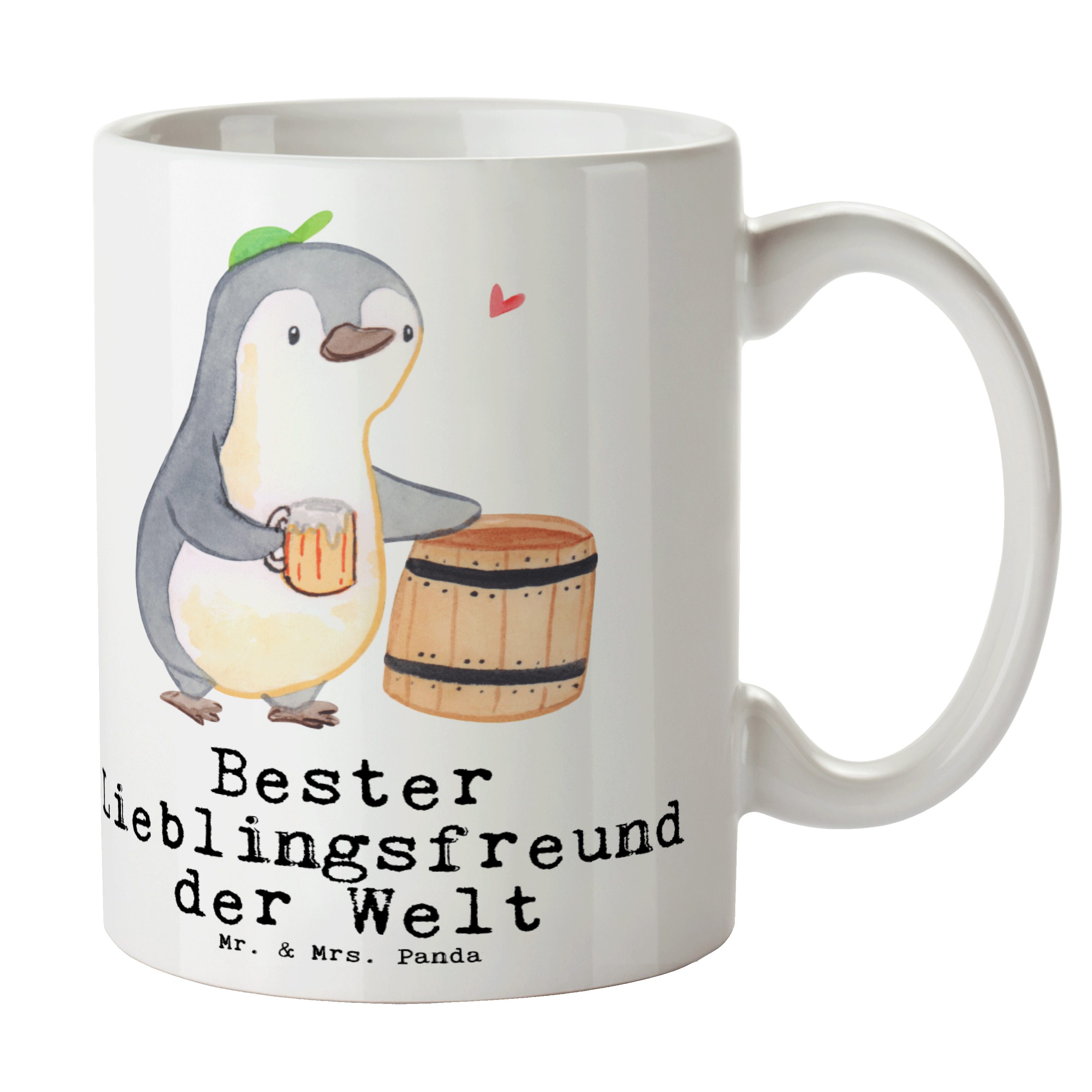 Mr. & Mrs. Panda Tasse Pinguin Bester Lieblingsfreund der Welt - Weiß - Geschenk, Kaffeetasse, Partner, Becher, Mitbringsel, Liebe, Geschenktipp, Love, Tee, Kaffeebecher, Keramik