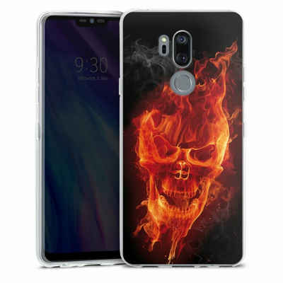 DeinDesign Handyhülle Totenkopf Feuer Schädel Burning Skull, LG G7 ThinQ Silikon Hülle Bumper Case Handy Schutzhülle