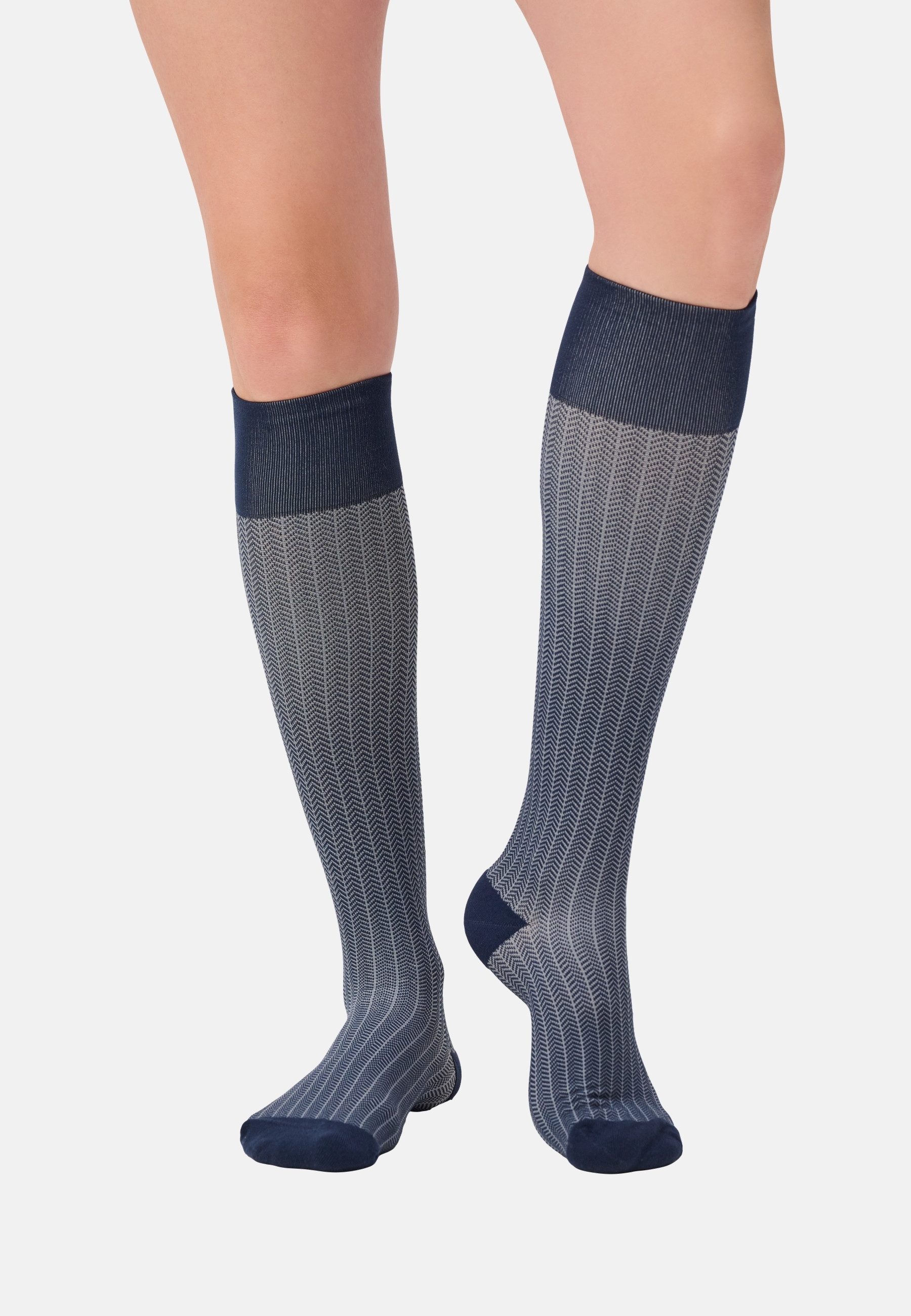 ITEM m6 Kniestrümpfe ALLDAY HERRINGBONE SOFT COMPRESSION Softe Kompression, Fischgrätmuster, optimale Passform, Business