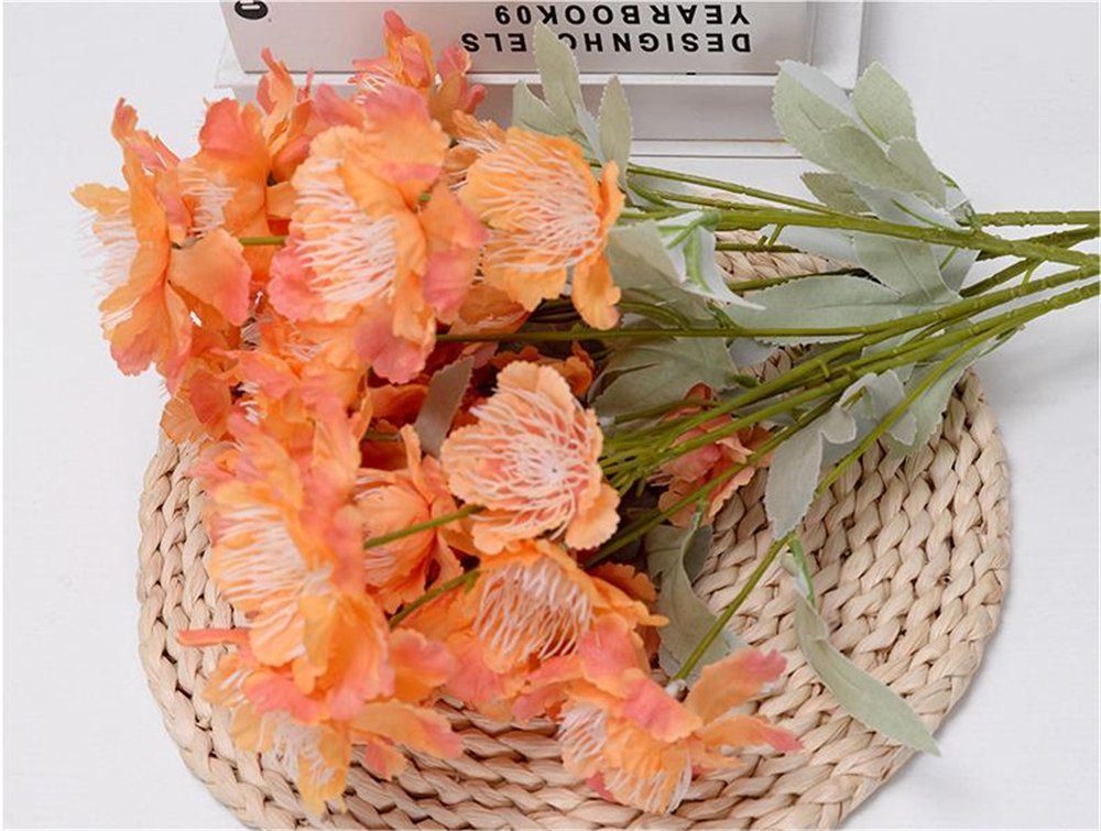 Kunstblumenstrauß Pfingstrose Künstliche Gefälschte Rouemi, Blume, Blume,Hochzeit Orange 10pcs Heimdekoration