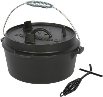 El Fuego Kasserolle El Fuego® Dutch Oven, Eisenguss (Set, 4-tlg), aus Gusseisen, mit spezieller Oberflächenveredelung, 7,2 l