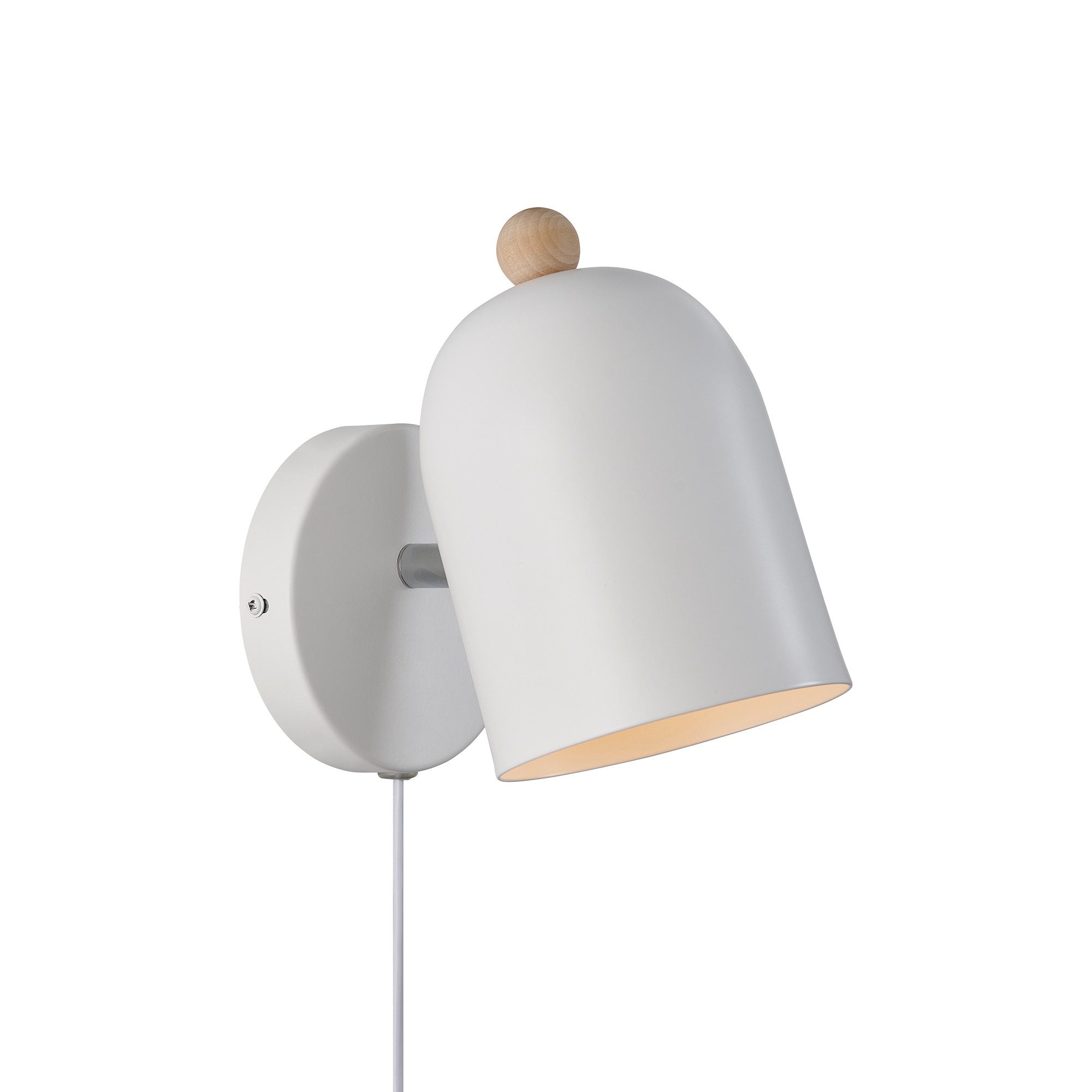 Wandleuchte Gaston mit Kabel und Stecker, Metall, weiß günstig online kaufen