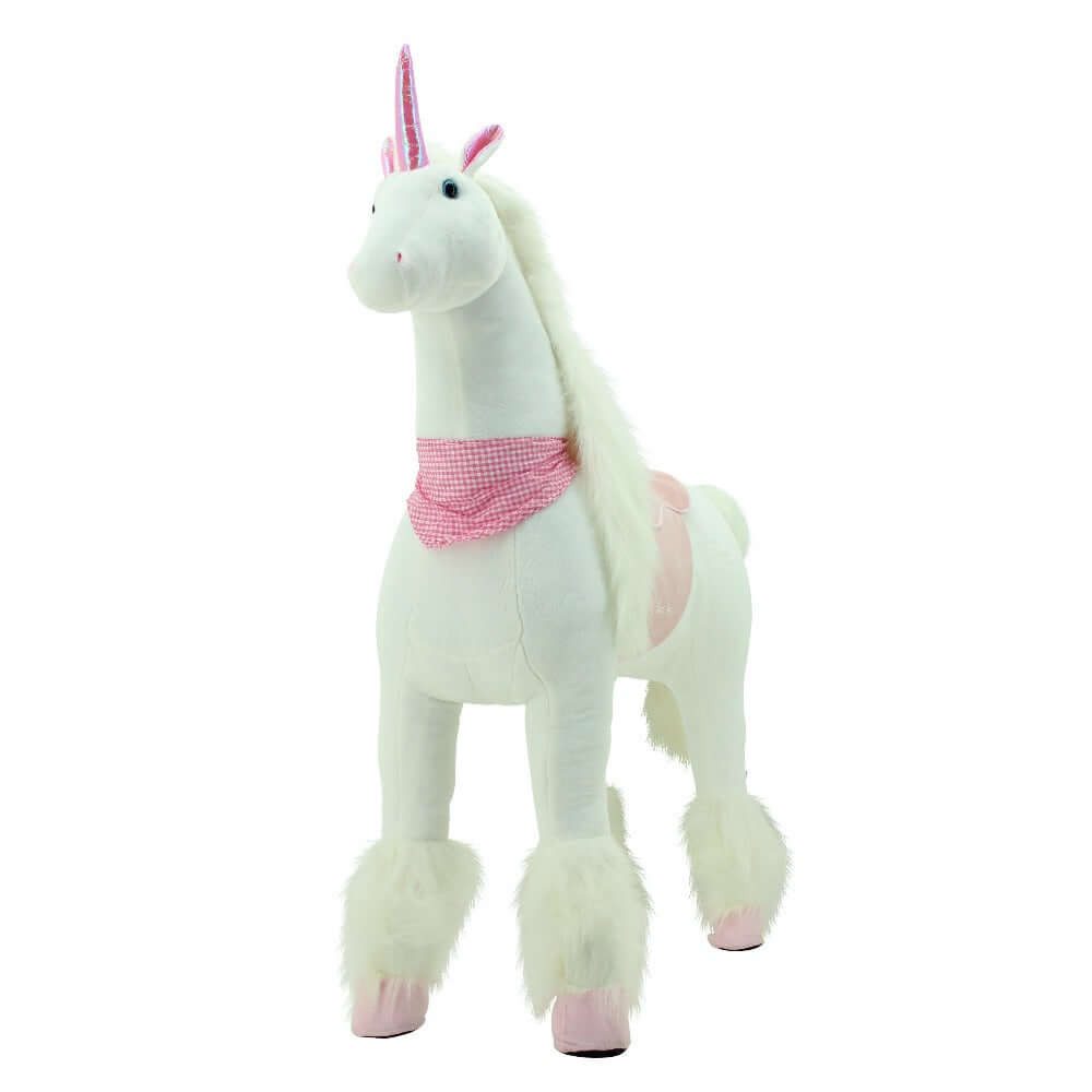 Sweety-Toys Stehpferd Stehpferd Einhorn XXL 125 cm weiß Plüschpferd mit Stahlunterbau, Einhorn, Einhörner