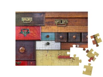 puzzleYOU Puzzle Alte Schubladen in unterschiedlichen Farben, 48 Puzzleteile, puzzleYOU-Kollektionen Vintage