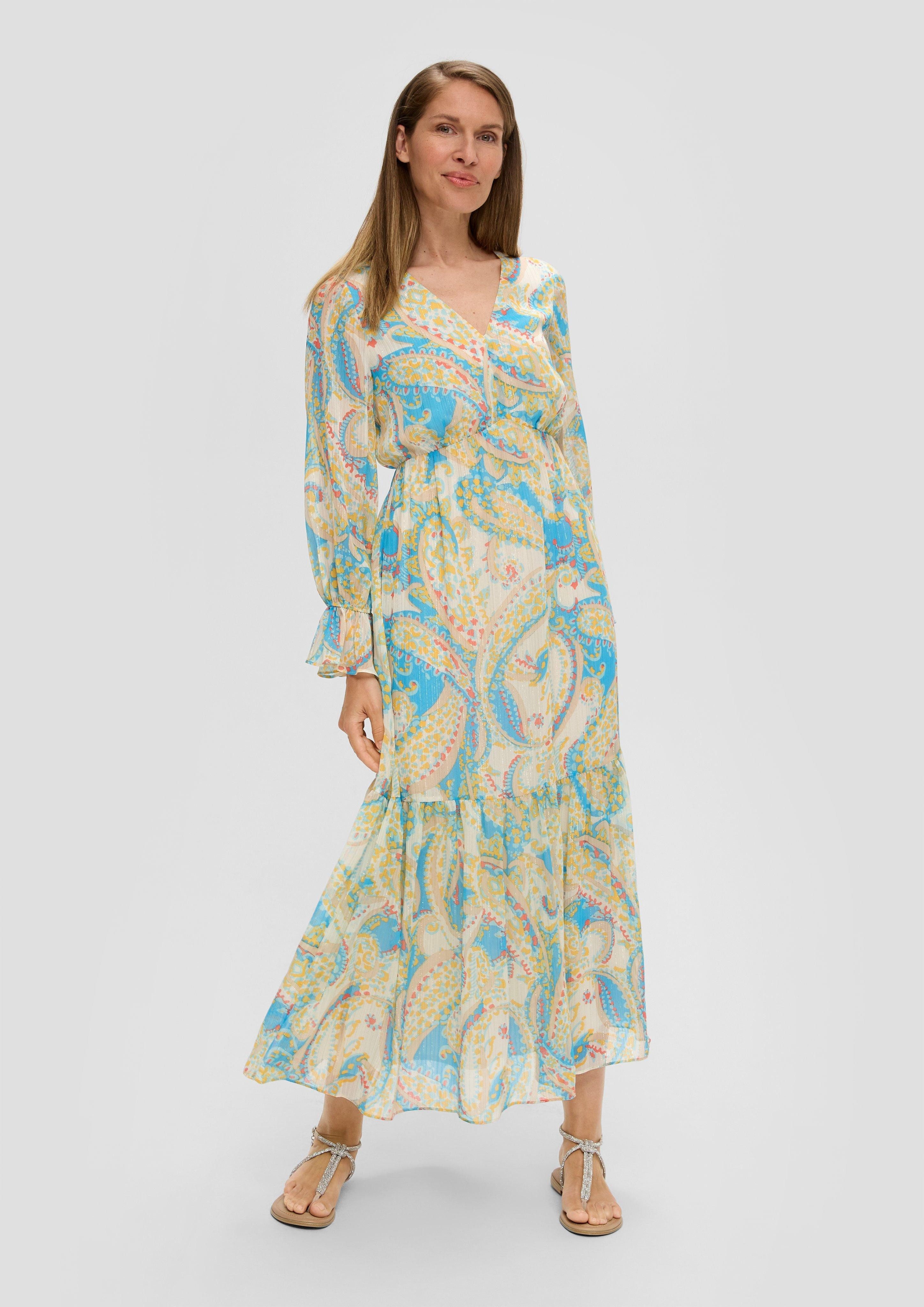 Maxikleid Chiffonkleid mit V-Ausschnitt