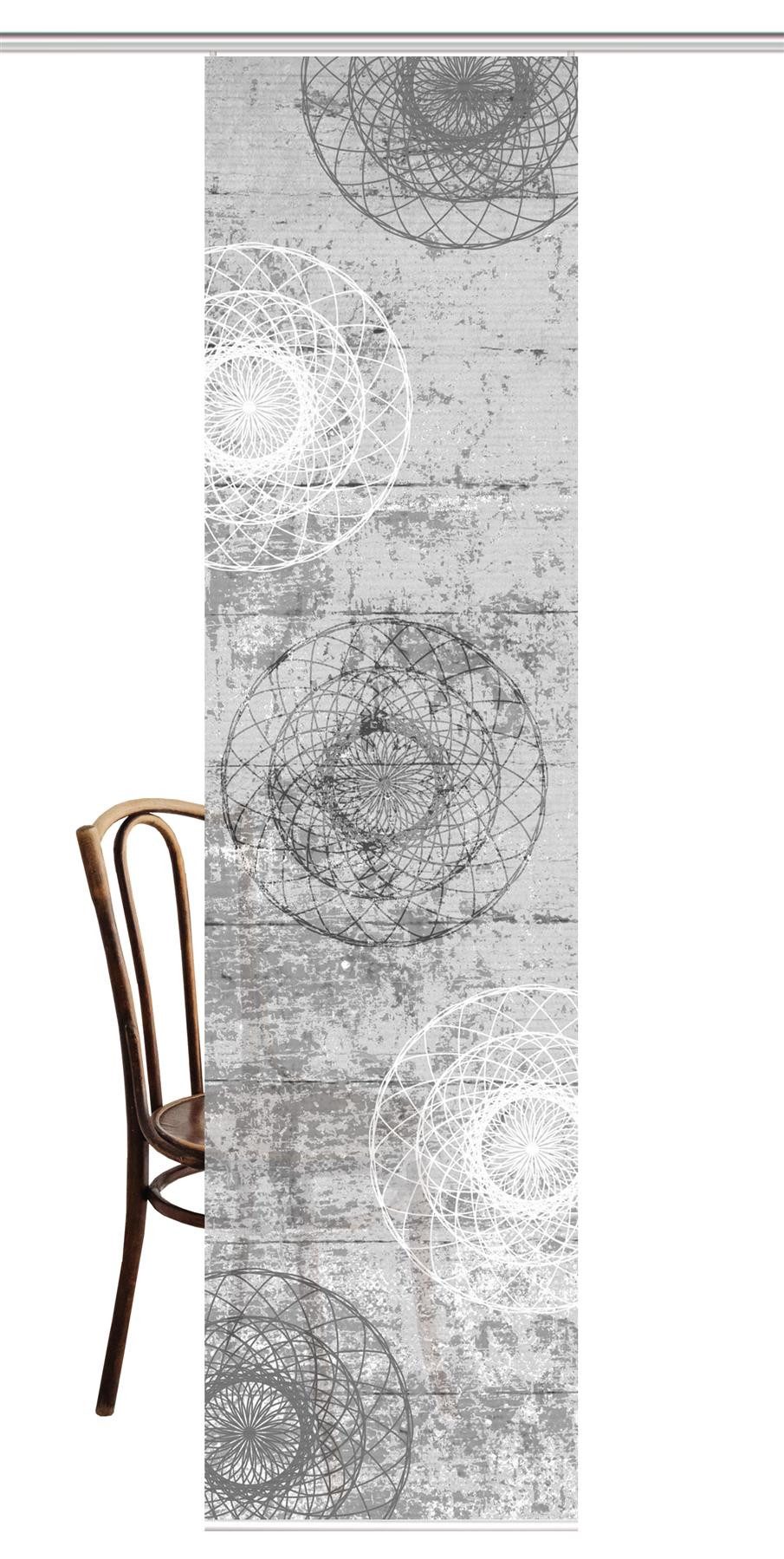 HOME in green Schiebegardine Home In Green Schiebevorhang Bambusoptik Recycelt Digitaldruck Mandos (1 St), Kunstfaser, 1x Schiebewand inkl. Paneelwagen und Klemmleiste Grau