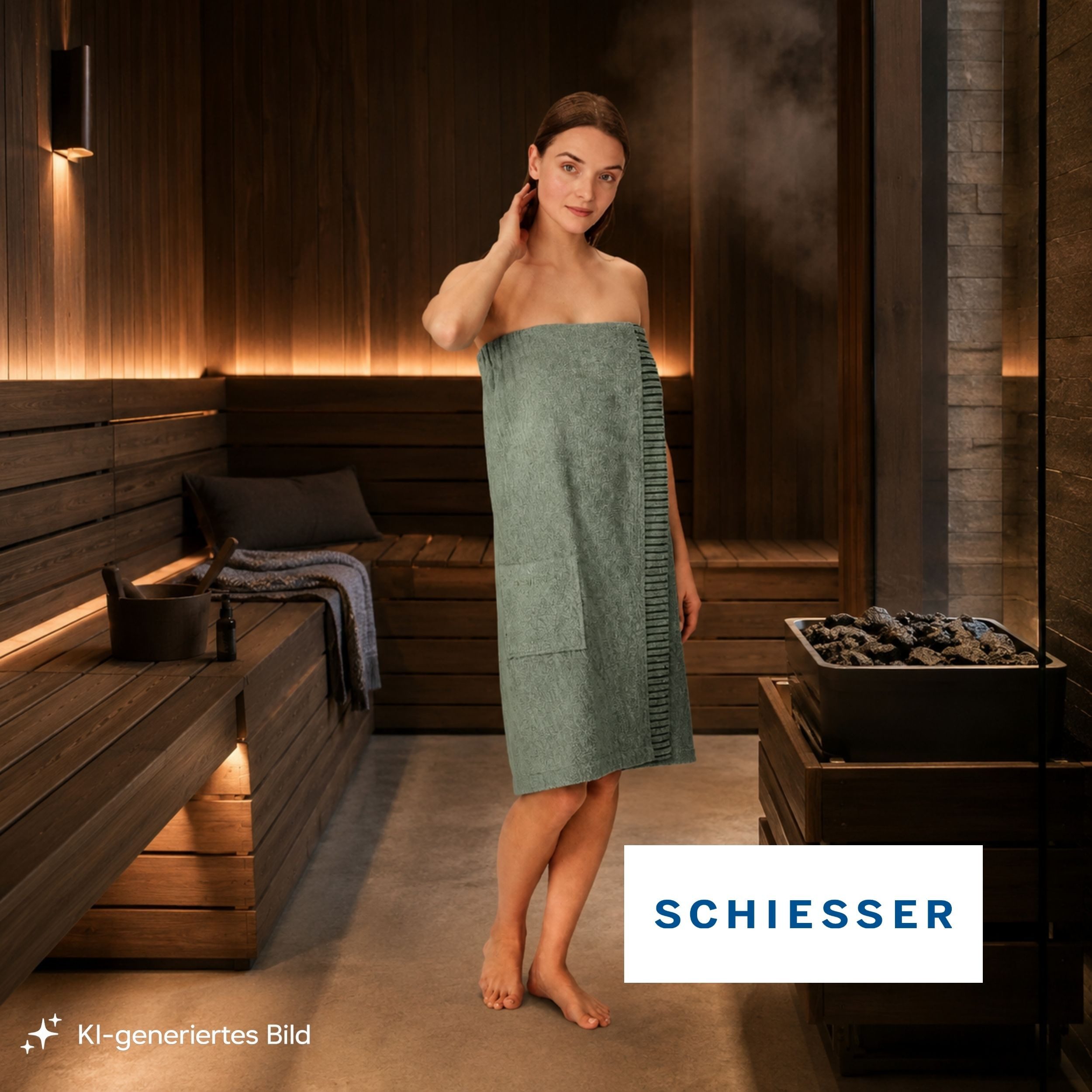 Schiesser Kilt Rom aus weicher Baumwolle, saugstark und 3-fach weitenverstellbar, Kurzform, Frottier, Knöpfe, OEKO-TEX® MADE IN GREEN – Bild 3 von 5