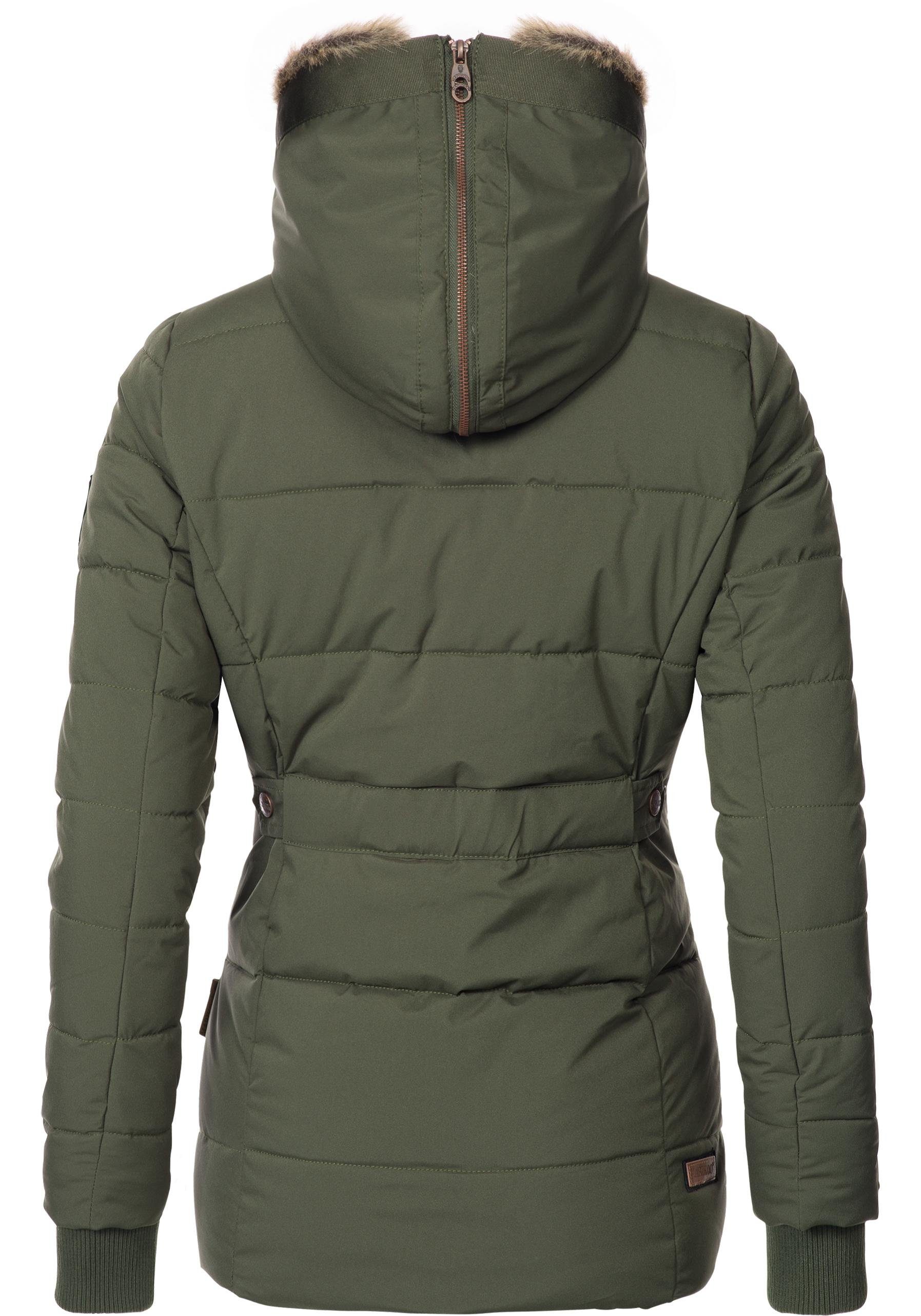 Marikoo Winterjacke Nekoo stylische Damen Steppjacke mit großer Kapuze