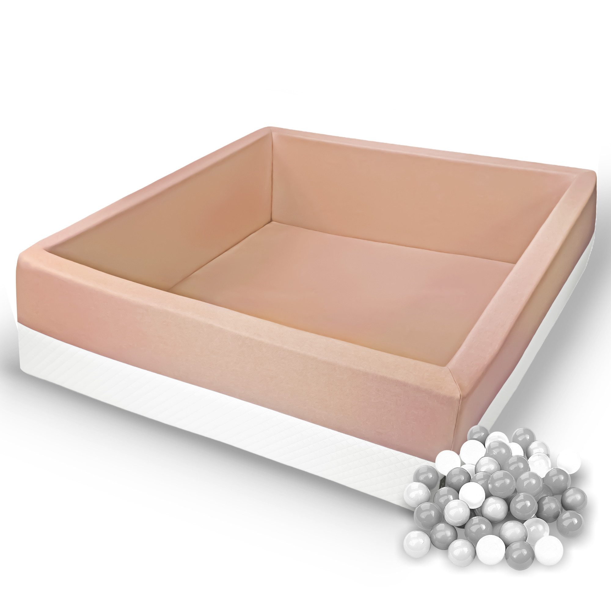 Rainbow Kids Мячиbad XXL Luxus Мячиbad, Beige, 120x120x40, mit 500 Мячиn, Made in Europe