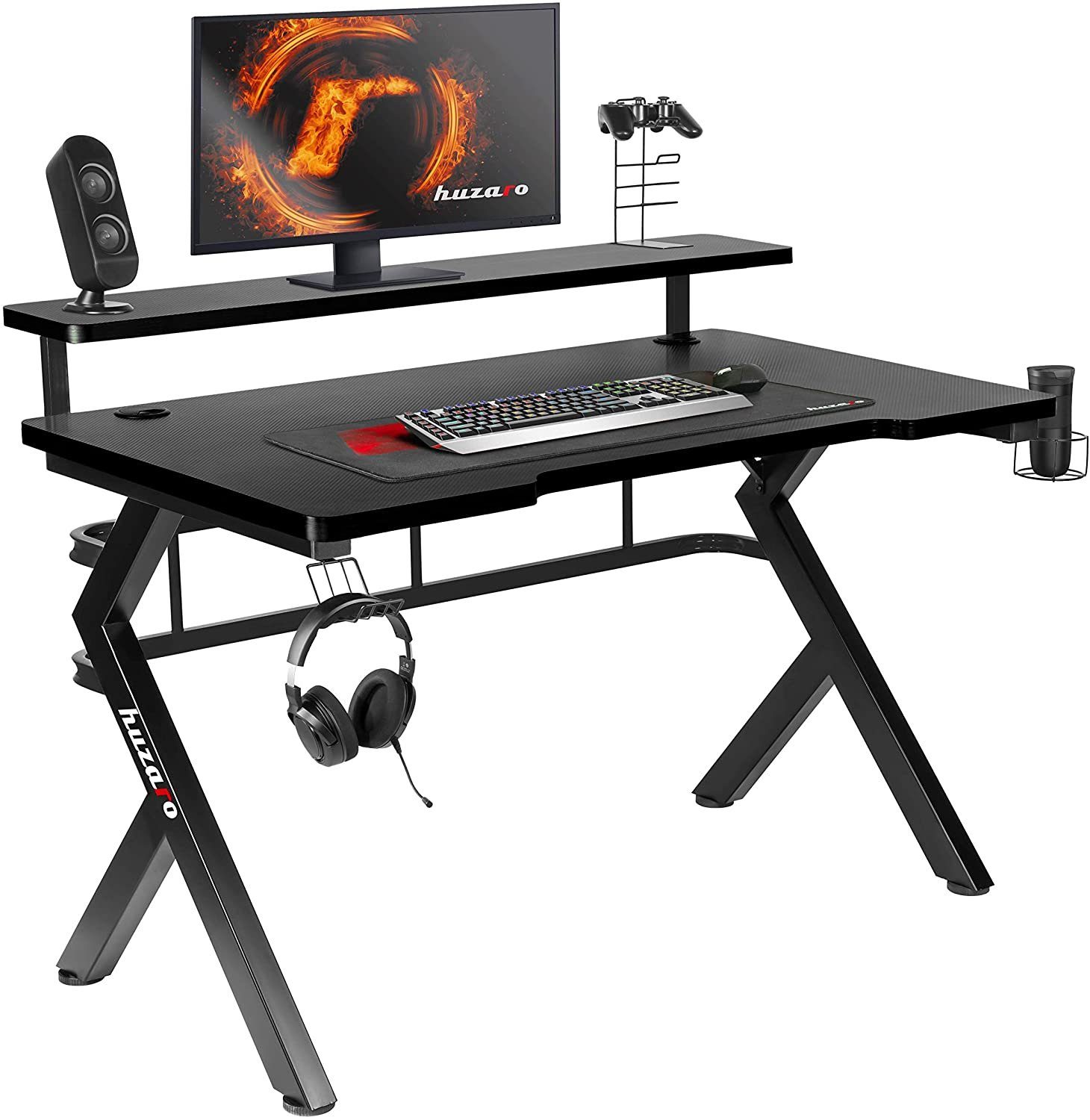 huzaro Schreibtisch »Black Hero 5.0 Gaming Tisch Schreibtisch PC Computer  Schreibtisch ergonomische Kohle Tisch Platte schwarz 120 x 60 x 70 cm  Standard« online kaufen | OTTO