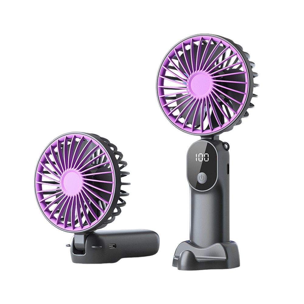 nsihing Handventilator Tragbarer Mini Ventilator, Wiederaufladbar, Kleiner Taschenventilator, Mit 6 Geschwindigkeitsstufen, Faltbarer USB-Ventilator für Büro