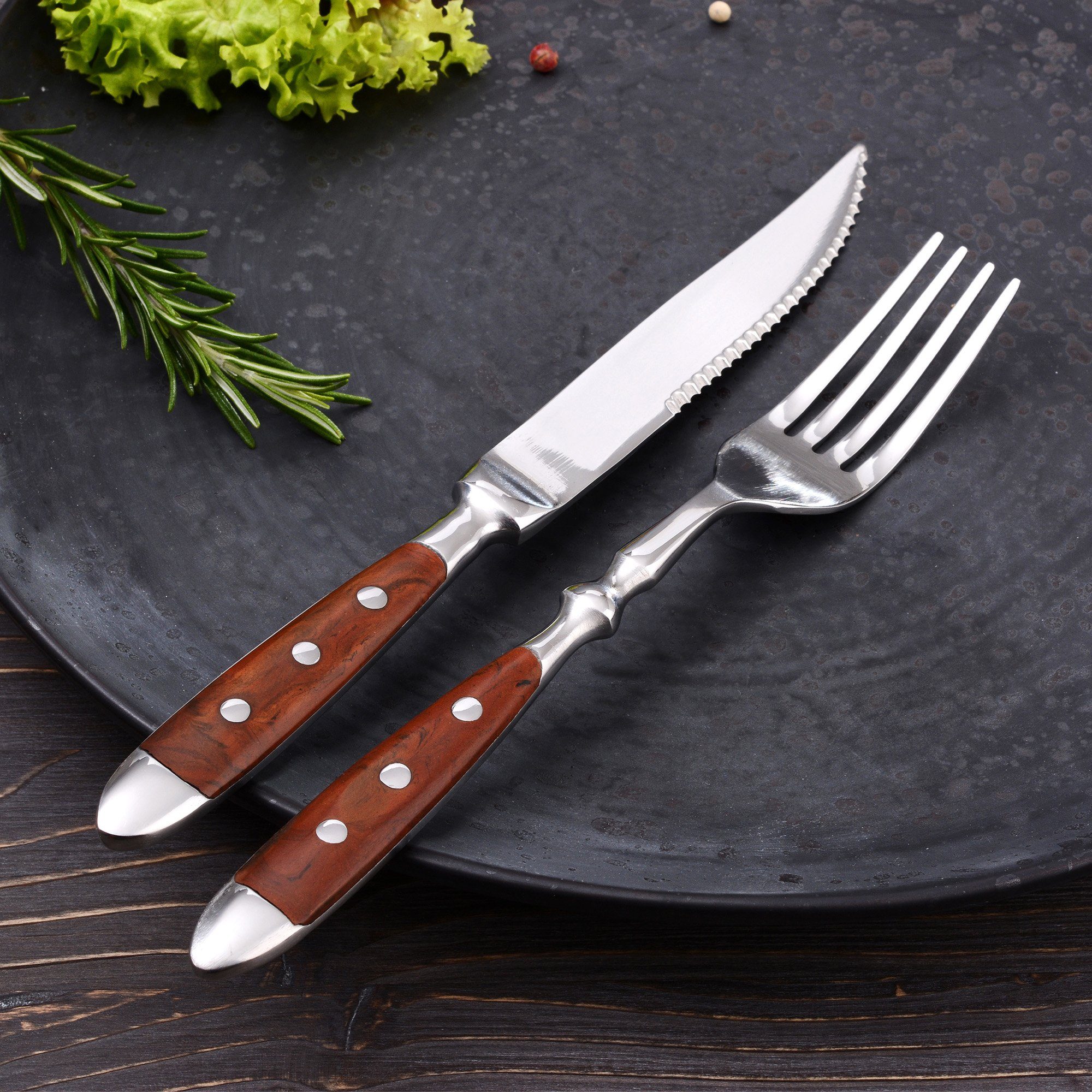 GRÄWE Steakbesteck GRÄWE Steakbesteck 12-tlg., Serie Nürnberg, BRAUN, Edelstahl 18/0