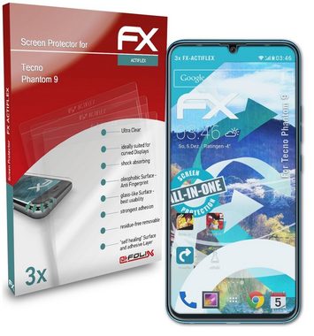 atFoliX Schutzfolie Displayschutzfolie für Tecno Phantom 9, (3 Folien), Ultraklar und flexibel