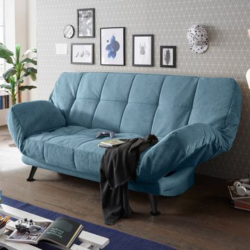 Lomadox Schlafsofa INSUL-09, Schlafcouch Sofa Couch Jugendzimmer Gästezimmer blau Bettkasten