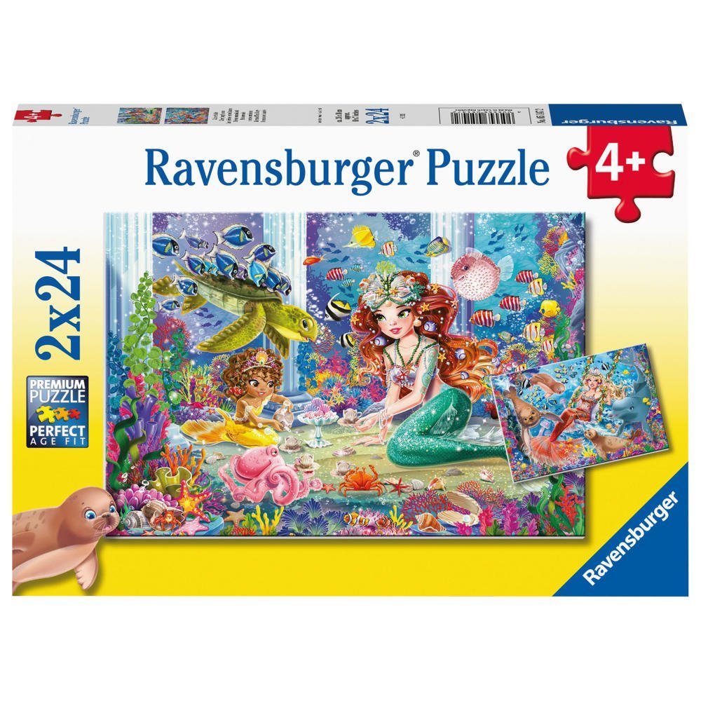 Ravensburger Puzzle Zauberhafte Meerjungfrauen 2 x 24 Teile, Puzzleteile