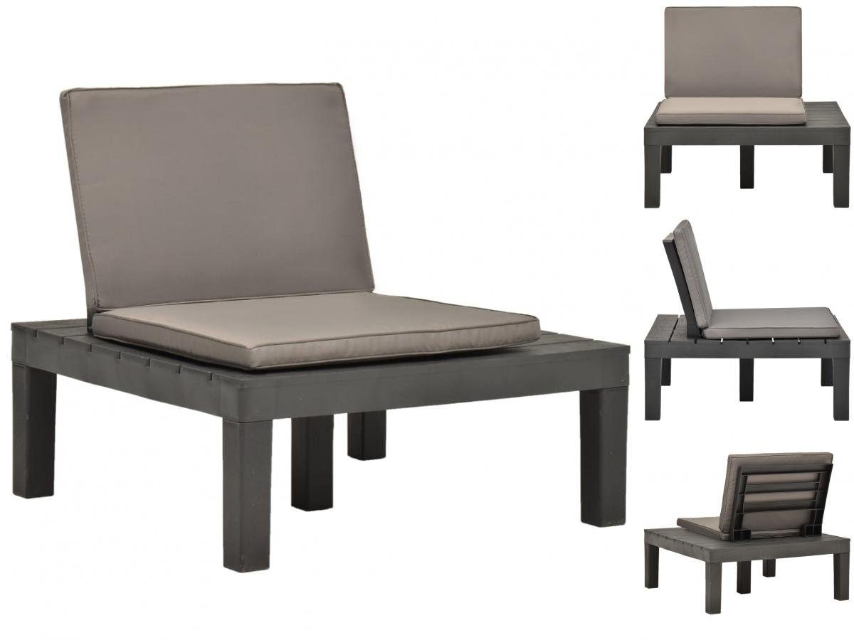 vidaXL Gartenstuhl GartenLoungeStuhl mit Sitzpolster Kunststoff Anthrazit