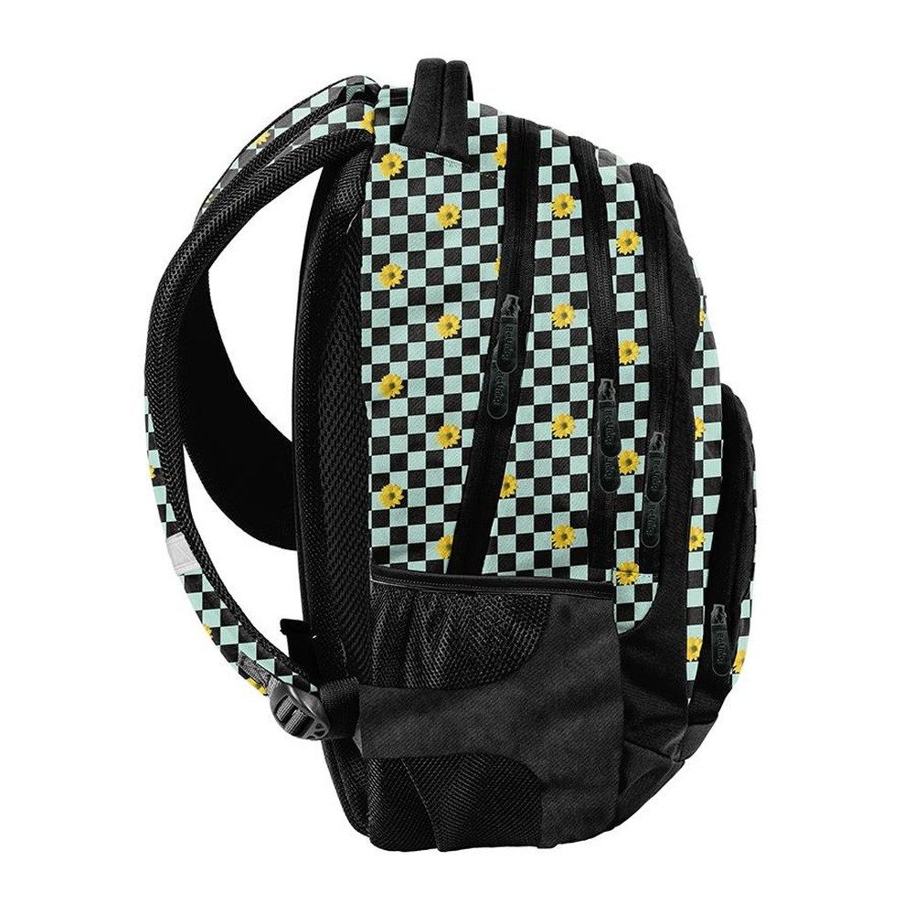 PASO Schulrucksack (Schulset, 5-tlg), Blumen Mega Set 5-teilig – Weiß