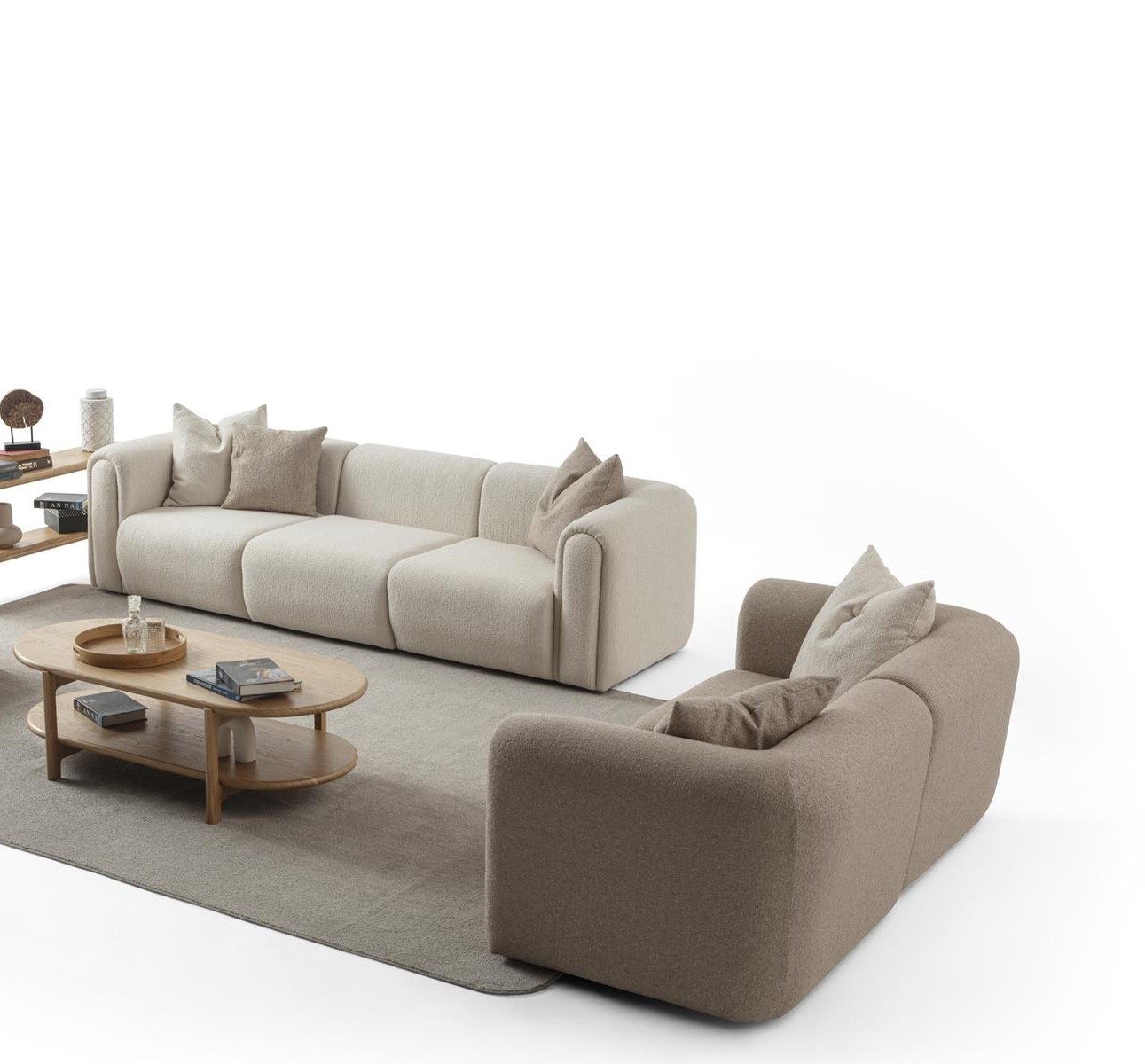 JVmoebel 3-Sitzer Beige Couchgarnitur von JVMoebel aus hochwertigem Polyesterstoff, 2 Teile, Made in Europa
